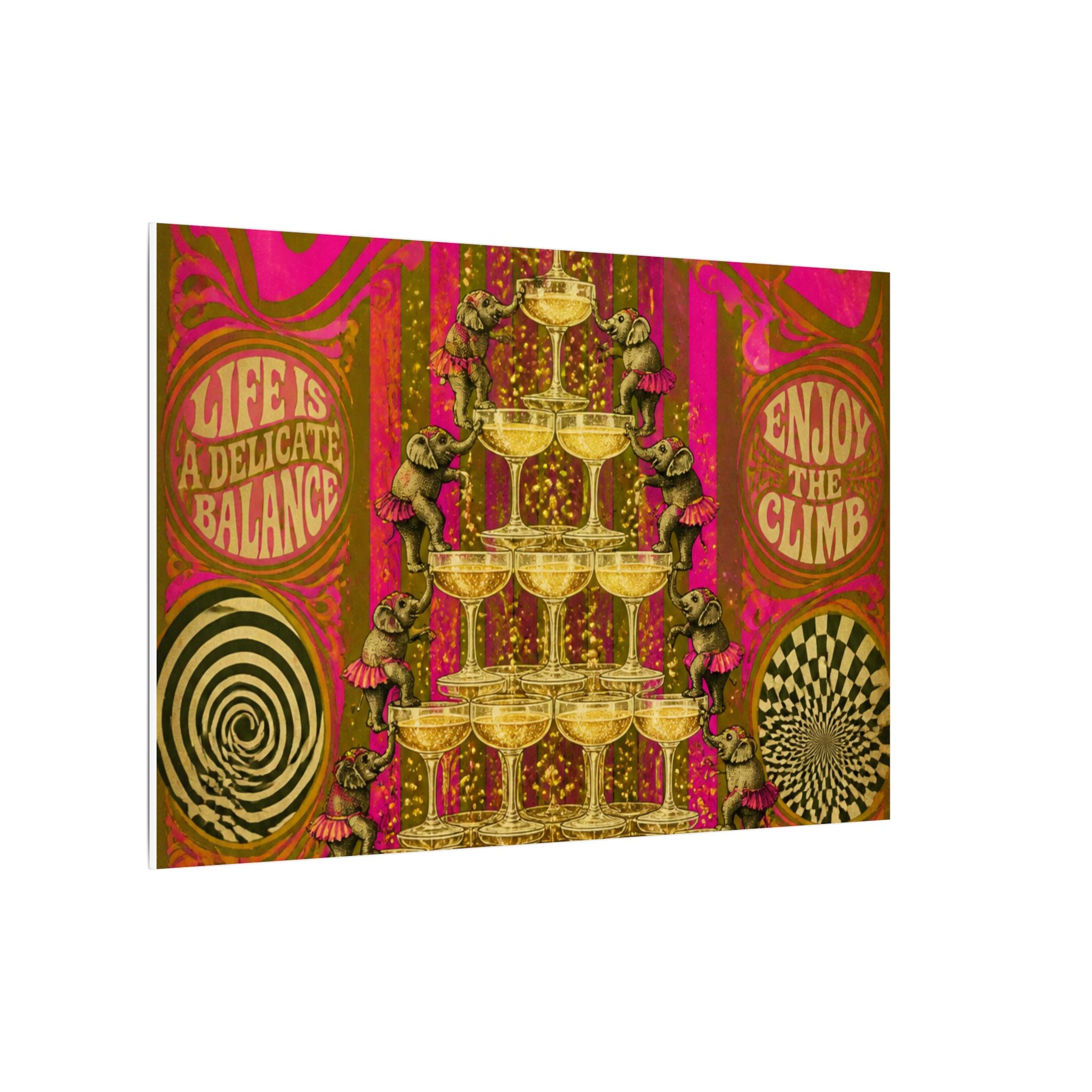 Champagne Tower Elephants Wall Art Canvas 16×20 Psychedelic Cafe Decor Maximalist Print