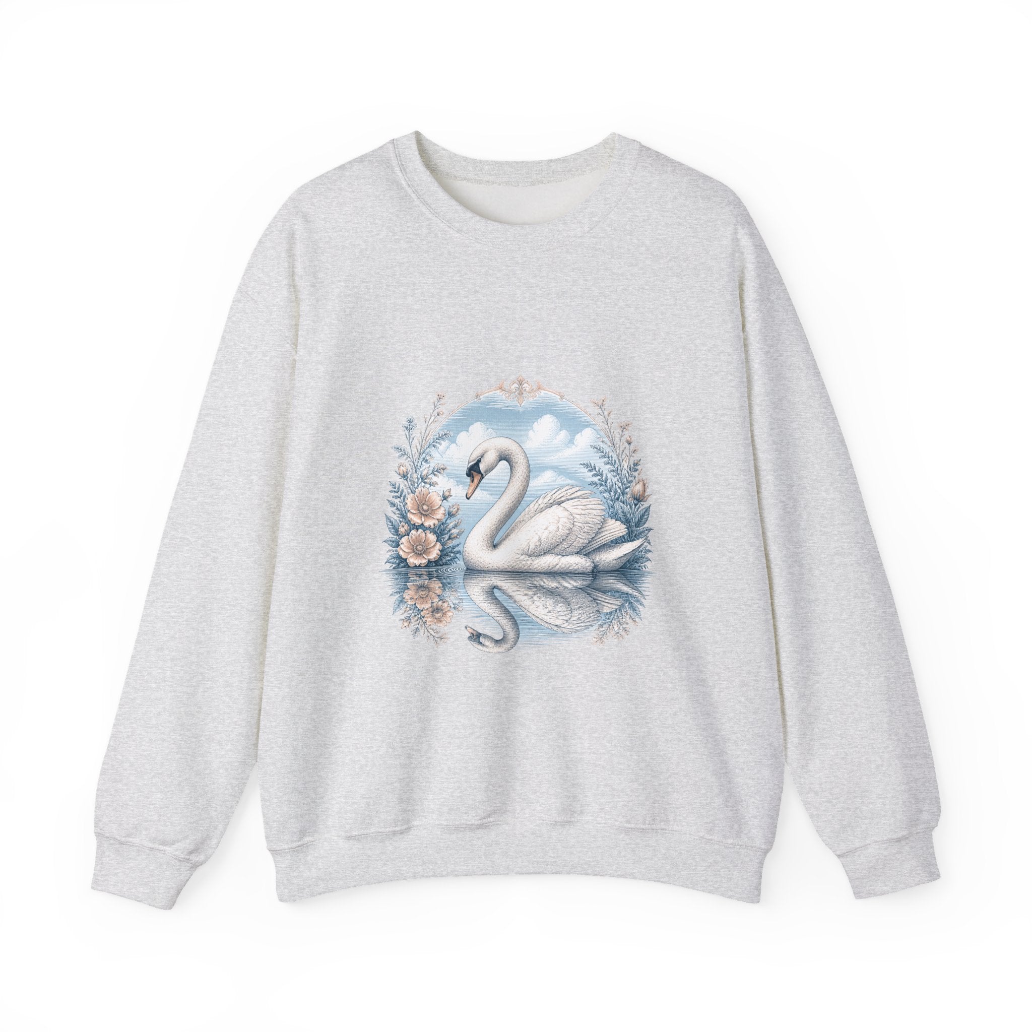 Matching Couple Sweatshirt - Raven & Swan Matching Couple Crewneck Sweatshirt Vintage Art His Hers Wedding Gift - Design B