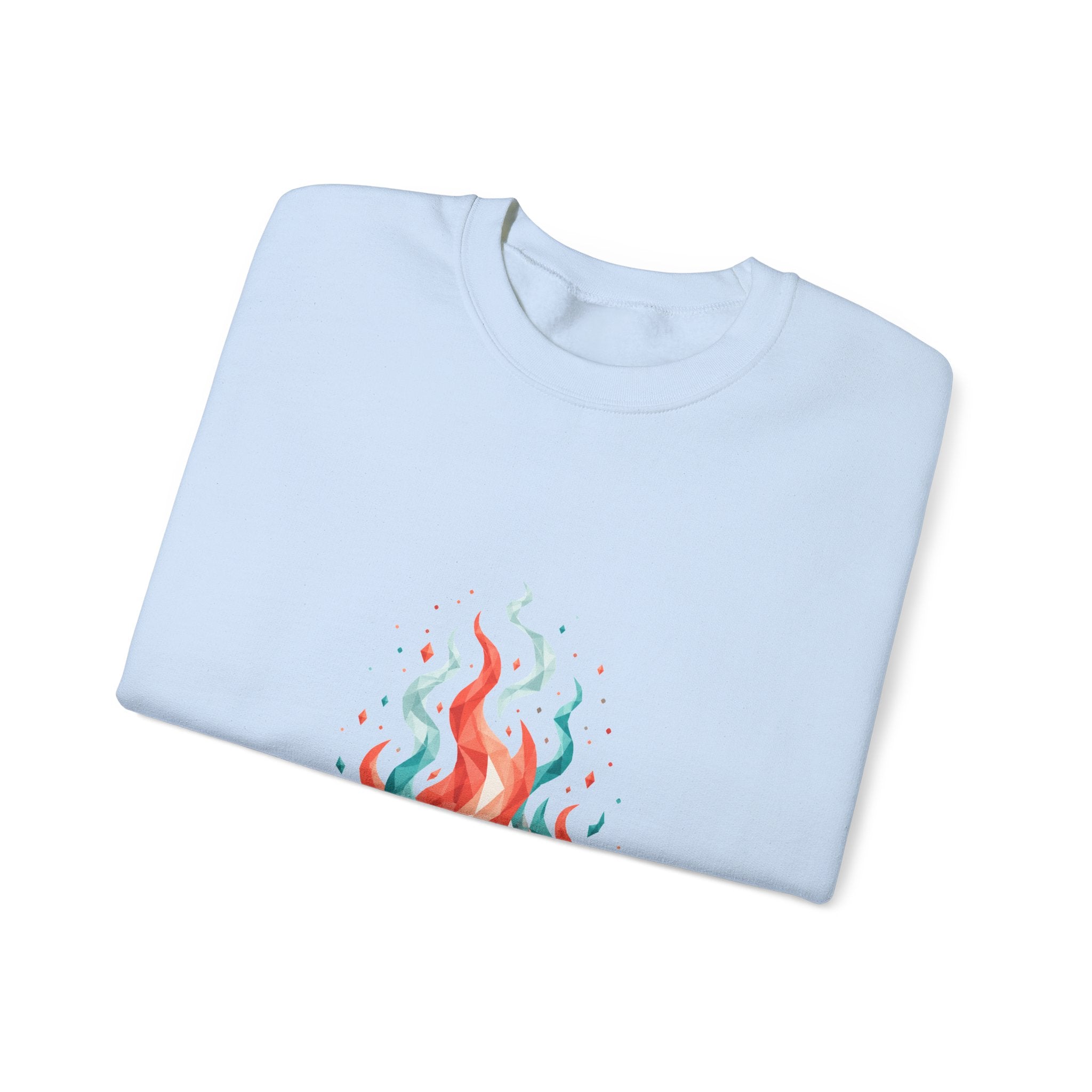 Matching Couple Sweatshirt - Wildfire & Waterfall Matching Couple Premium Fleece Sweatshirt Geometric Art His Hers Love Gift - Design A
