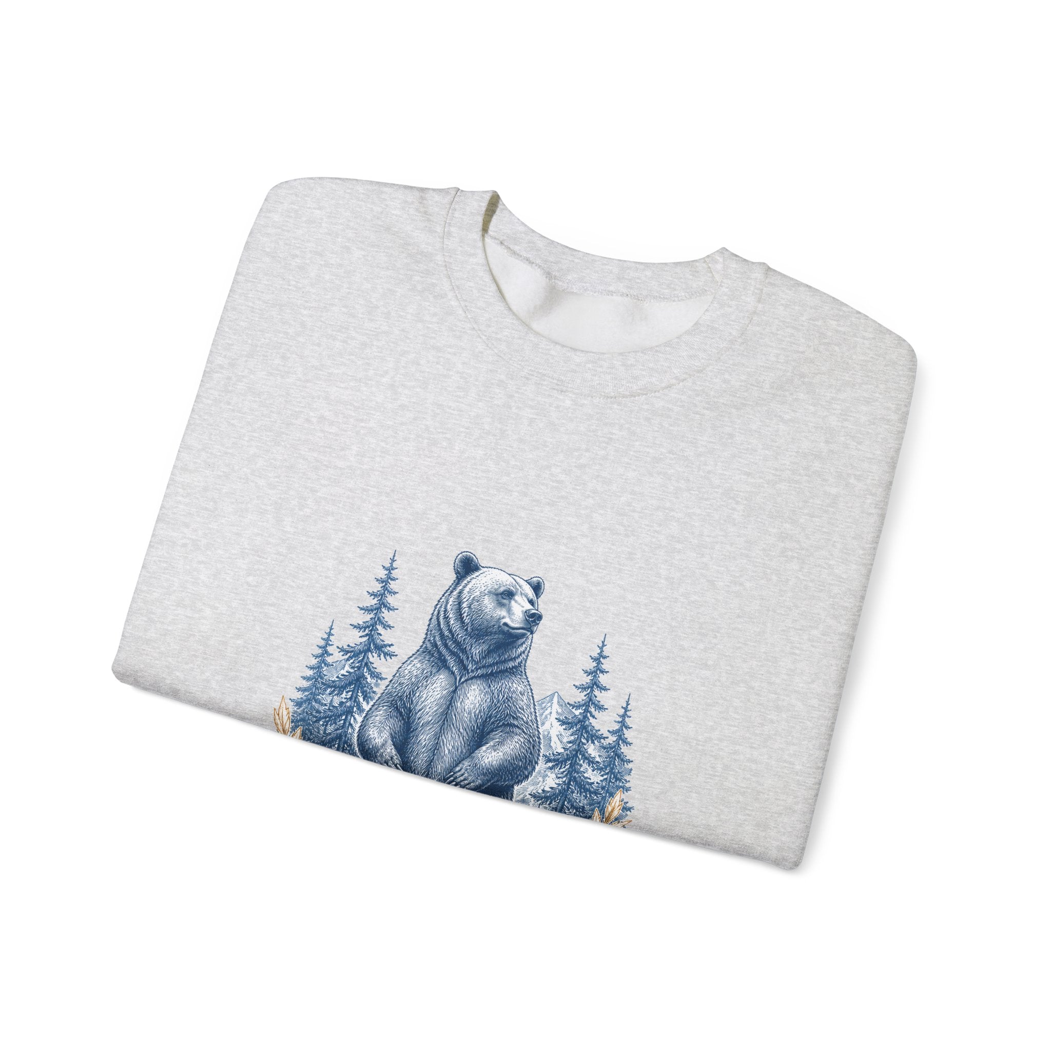 Matching Couple Sweatshirt - Bear & Deer Matching Couple Crewneck Sweatshirt Vintage Art His Hers Wedding Gift - Design A