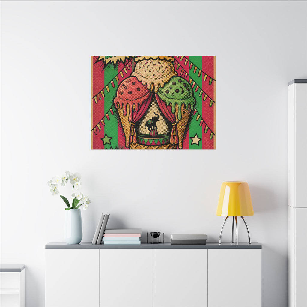 Ice Cream Cone Circus Tent Wall Art Canvas 16×20 Pop Art Living Room Decor Maximalist Print