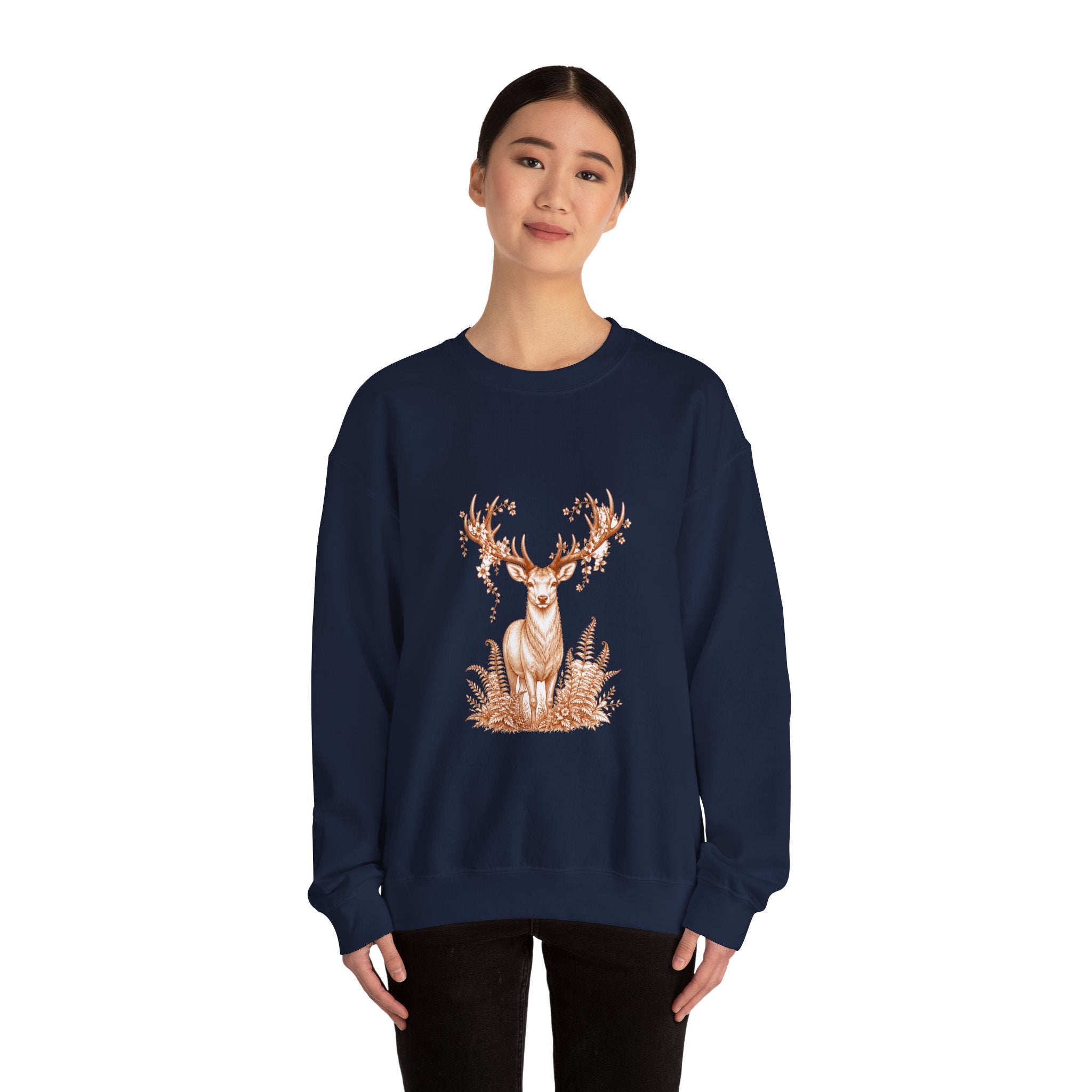 Matching Couple Sweatshirt - Bear & Deer Matching Couple Crewneck Sweatshirt Hand-Drawn Art His Hers Best Friend Gift - Design B