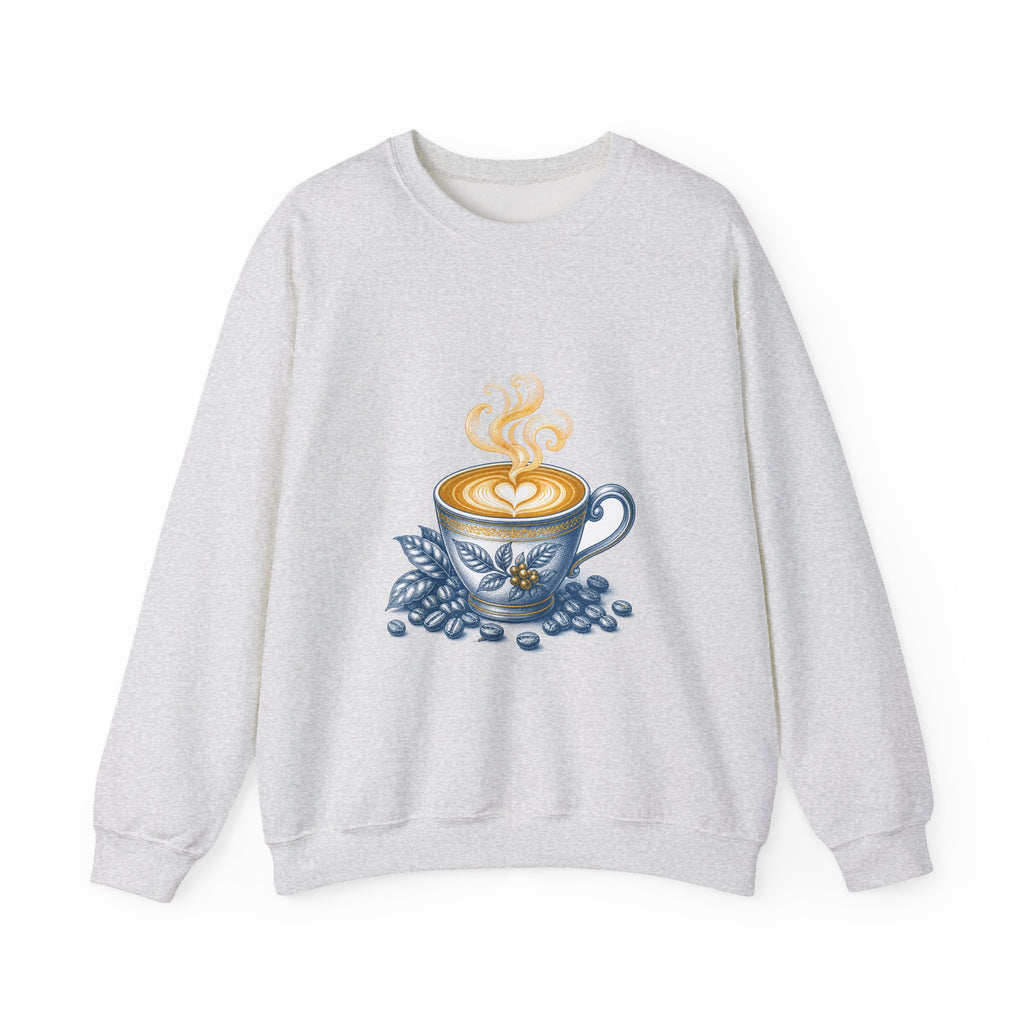 Matching Couple Sweatshirt - Coffee & Tea Matching Couple Crewneck Sweatshirt Vintage Art His Hers Wedding Gift - Design A