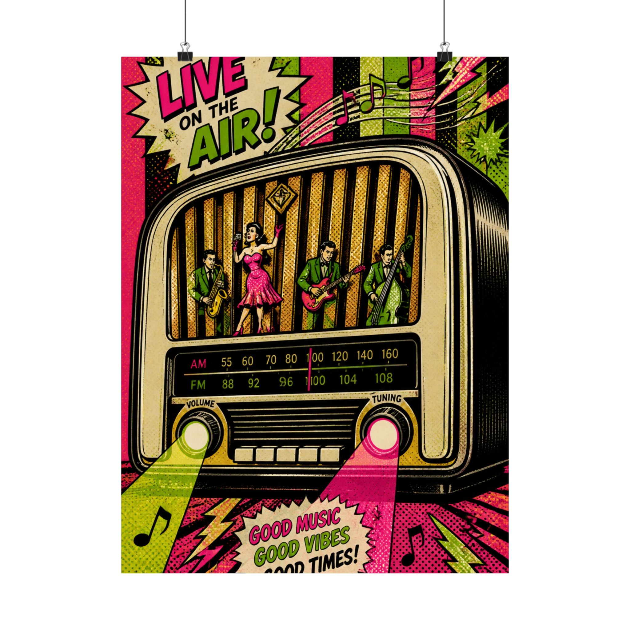Vintage Radio Stage Wall Art Poster 24×36 Pop Art Restaurant Decor Maximalist Print