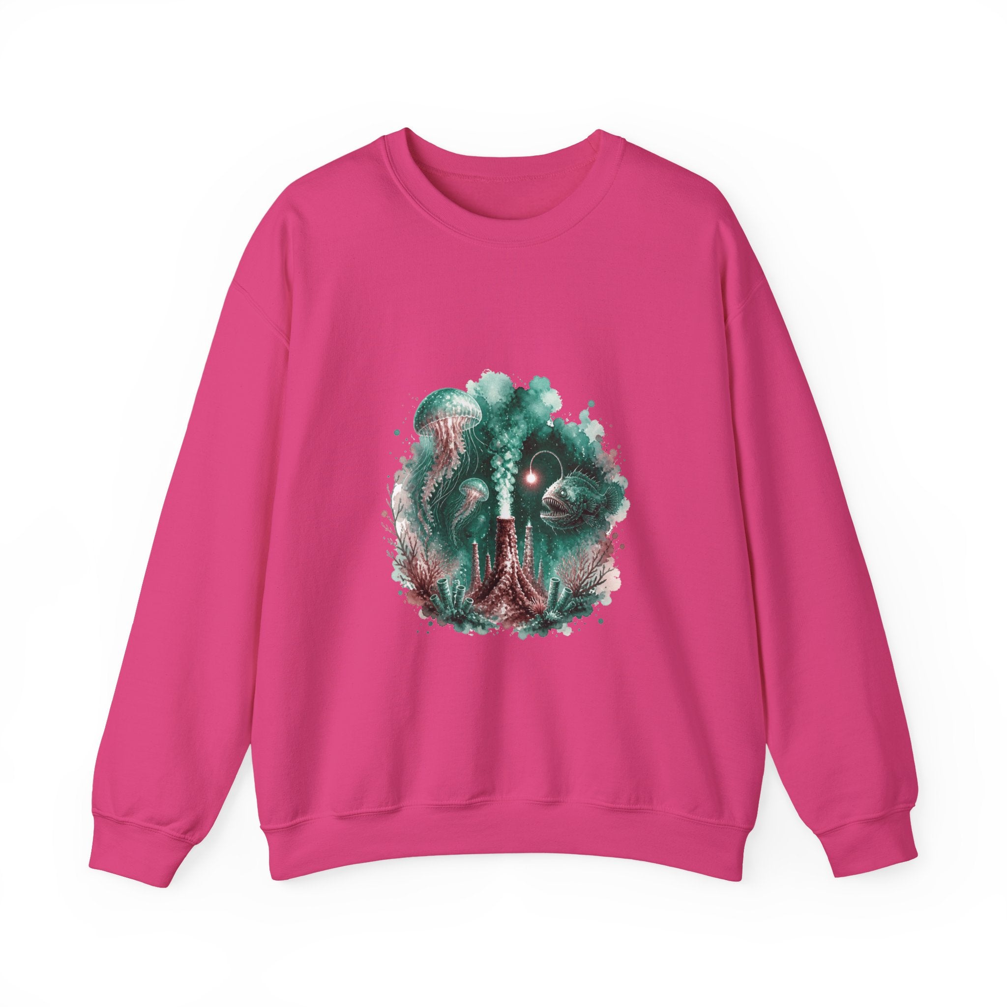 Matching Couple Sweatshirt - Coral Reef & Deep Sea Matching Couple Premium Fleece Sweatshirt Watercolor Art His Hers Birthday Gift - Design B