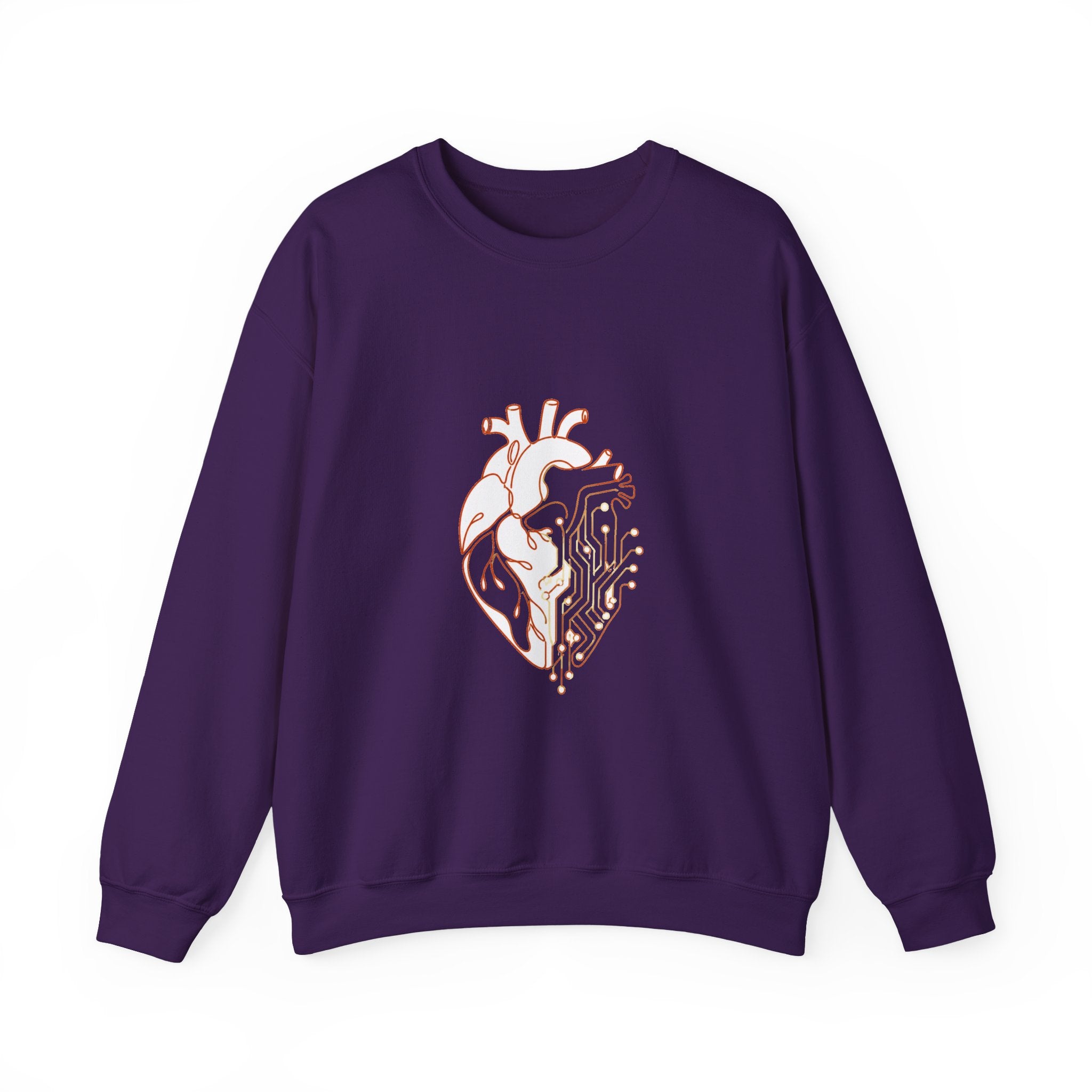 Matching Couple Sweatshirt - Robot & Heart Matching Couple Crewneck Sweatshirt Minimalist Art His Hers Valentine Gift - Design B