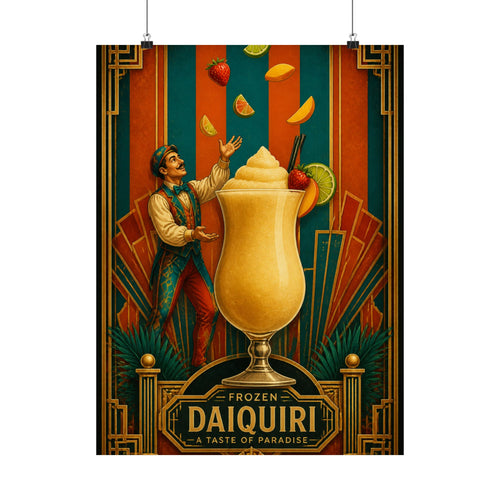 Daiquiri Fruit Juggler Wall Art Poster 24×36 Art Deco Bar Area Decor Maximalist Print
