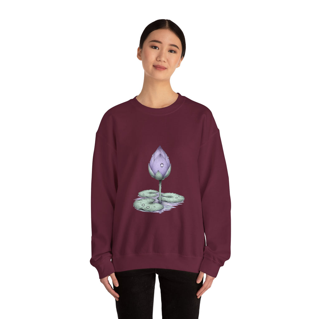 Matching Couple Sweatshirt - Open & Closed Lotus Matching Couple Crewneck Sweatshirt Hand-Drawn Art His Hers Best Friend Gift - Design B