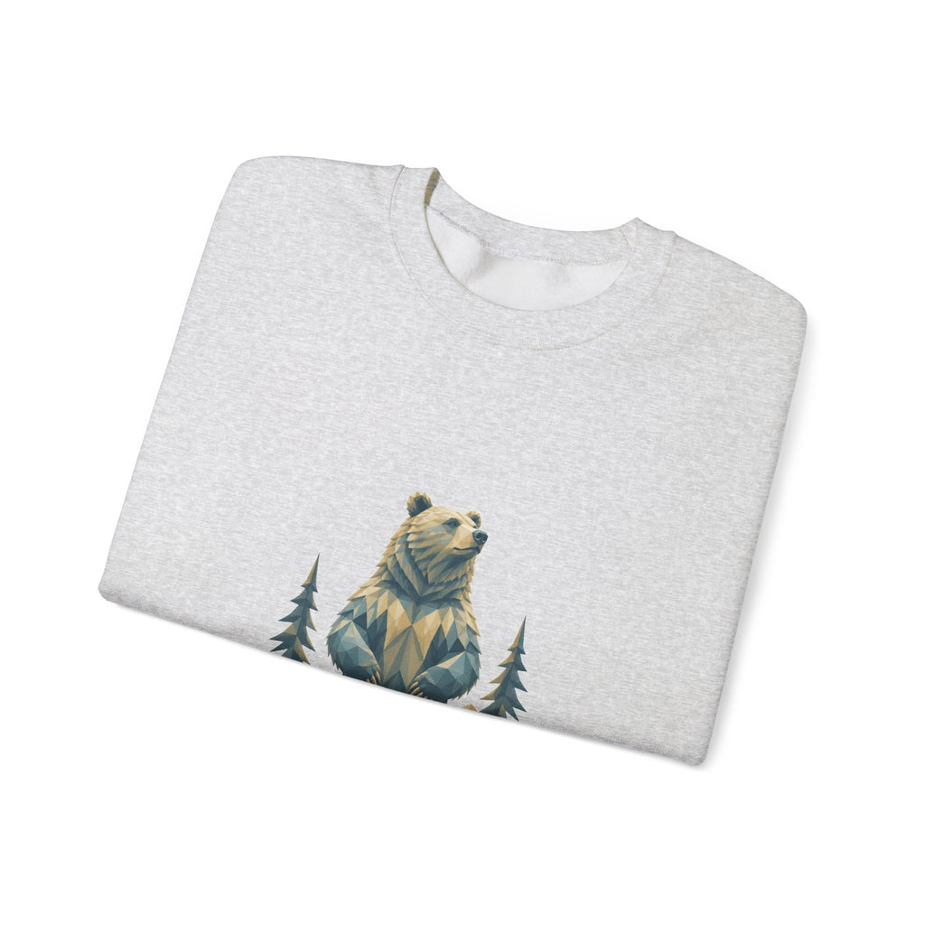 Matching Couple Sweatshirt - Bear & Deer Matching Couple Premium Fleece Sweatshirt Geometric Art His Hers Love Gift - Design A