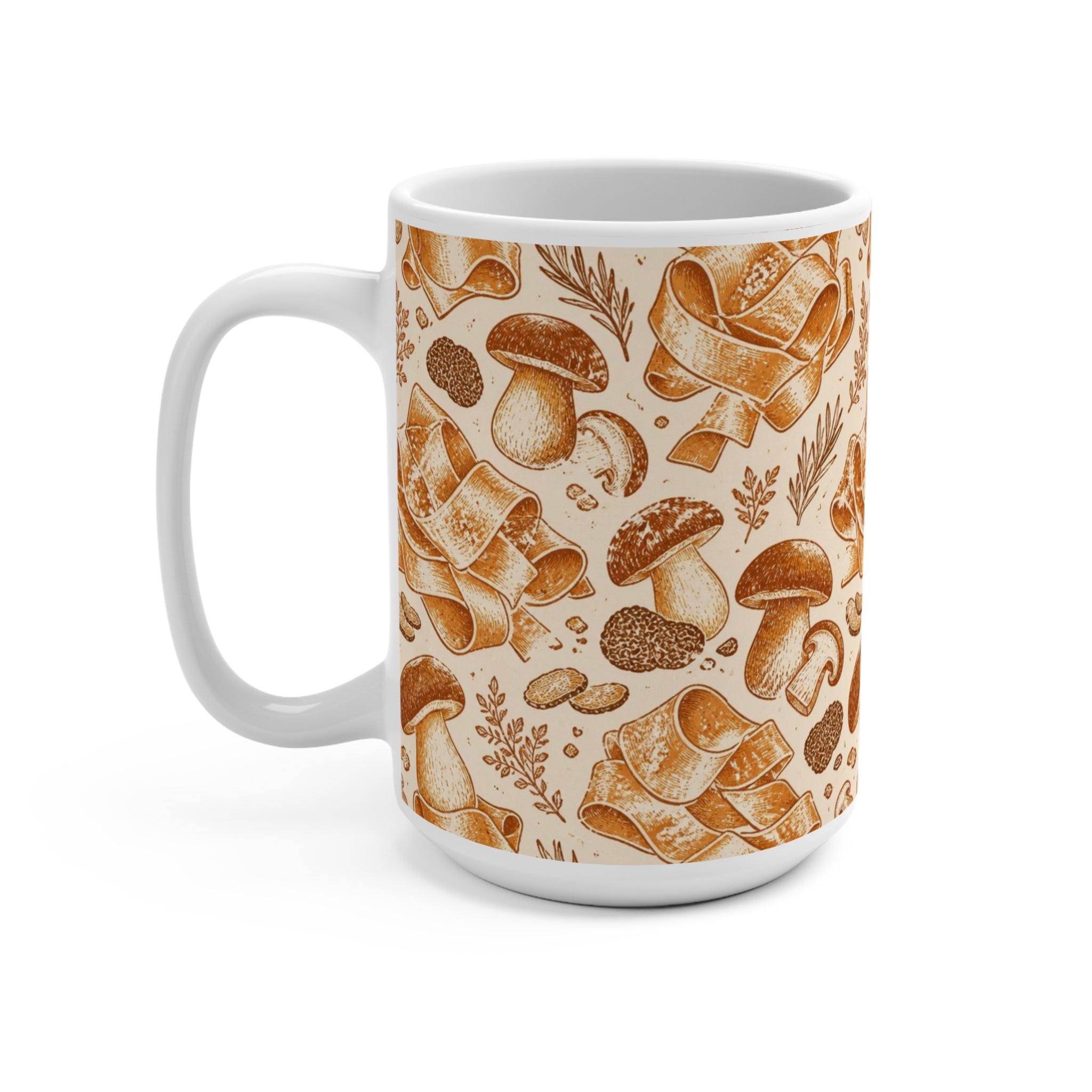 Pappardelle Ribbons 15oz Ceramic Mug Mediterranean Kitchen Linocut Design Italian Cottagecore Gift