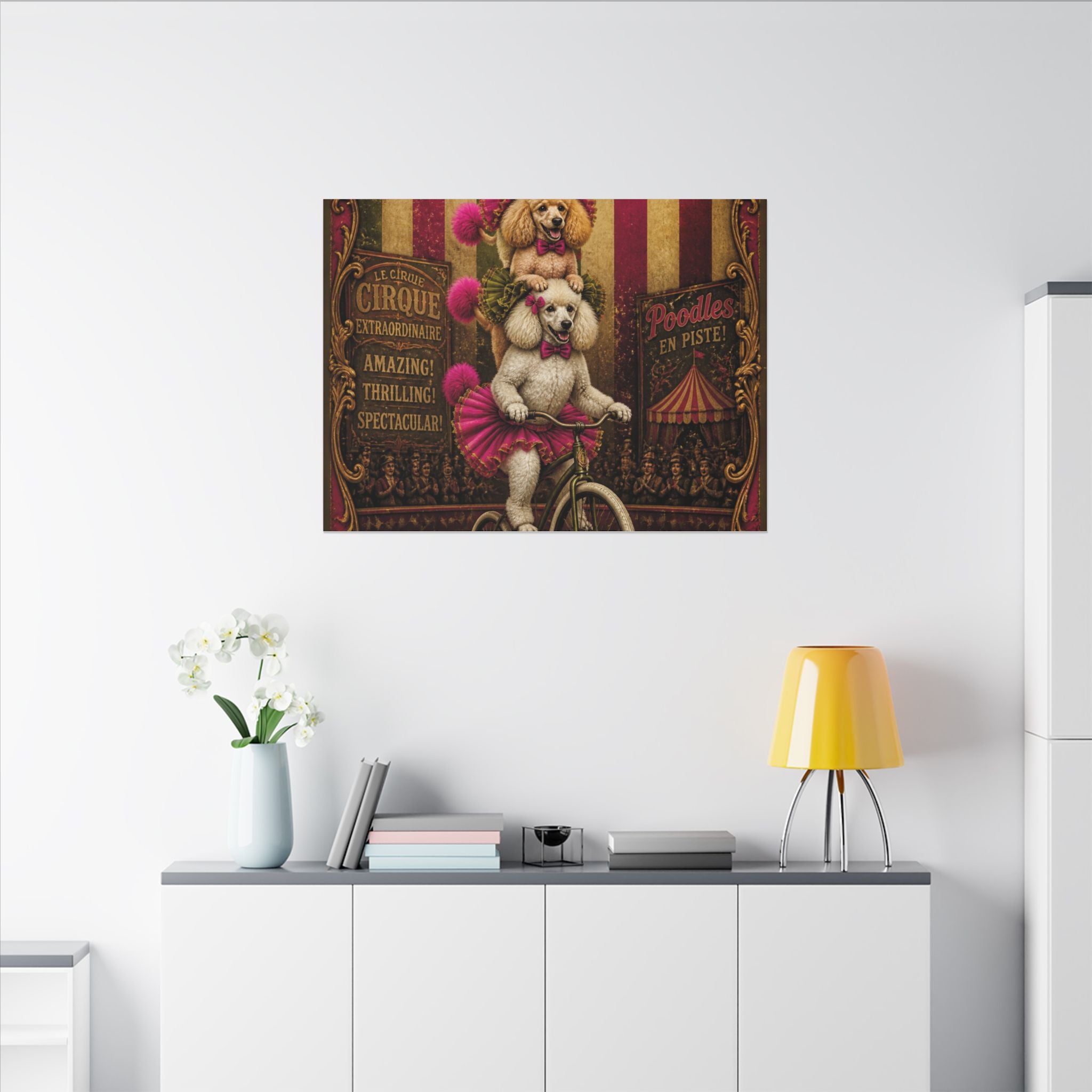 Poodle Stack Bicycle Wall Art Canvas 24×36 Baroque Studio Decor Maximalist Print