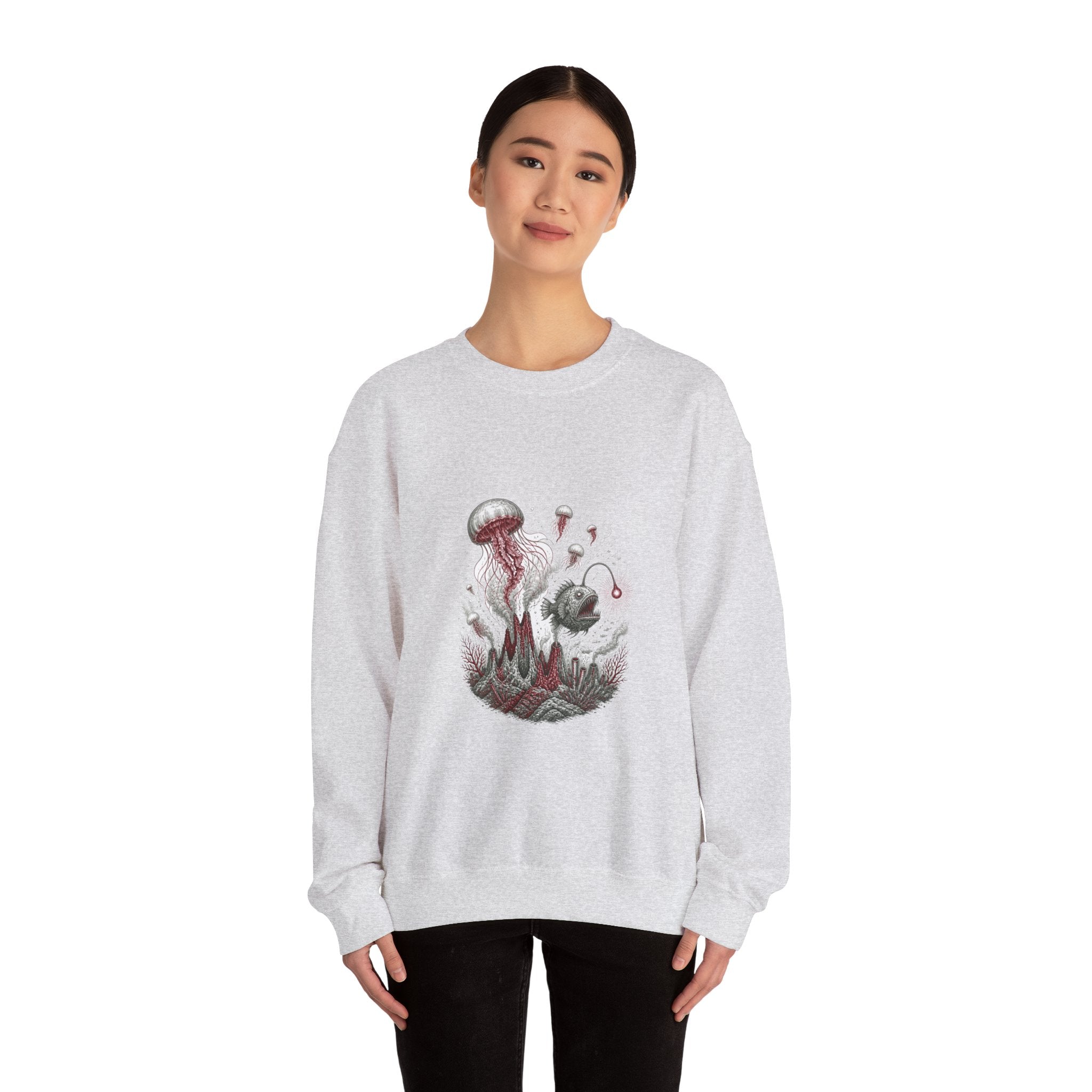 Matching Couple Sweatshirt - Coral Reef & Deep Sea Matching Couple Comfort Colors Crew Hand-Drawn Art His Hers Anniversary Gift - Design B