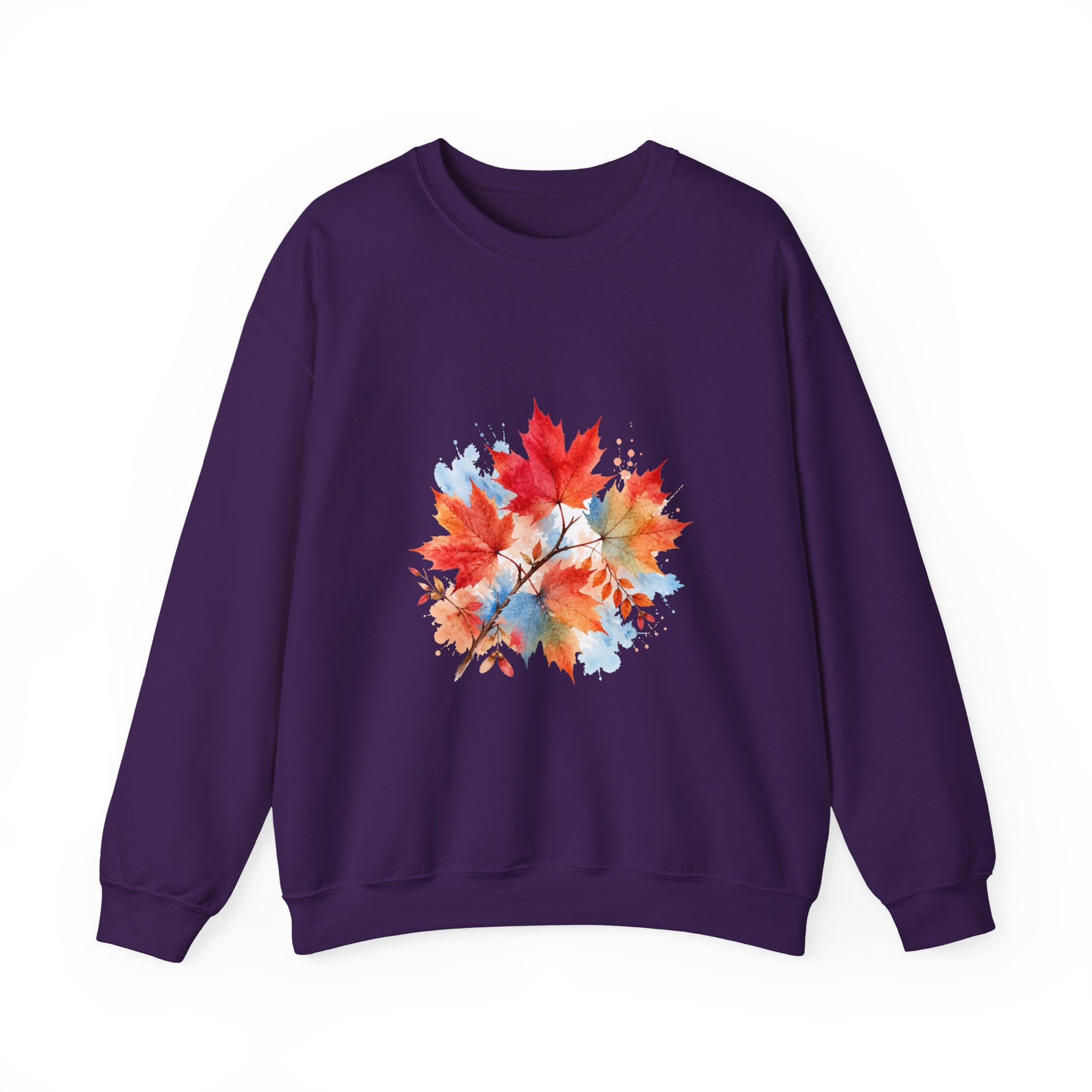 Matching Couple Sweatshirt - Cherry Blossom & Maple Leaf Matching Couple Premium Fleece Sweatshirt Watercolor Art His Hers Birthday Gift - Design B