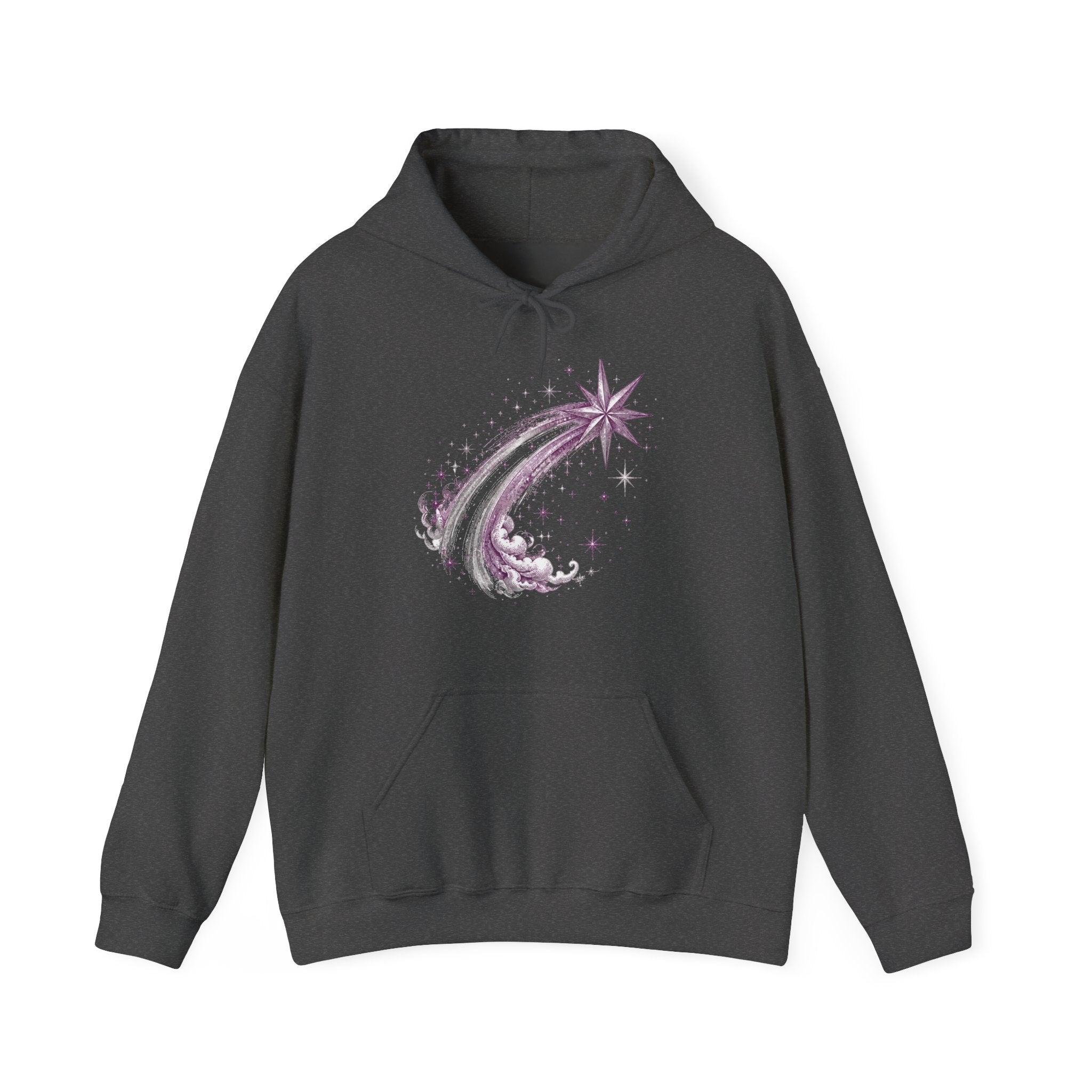 Matching Couple Sweatshirt - Shooting Star & North Star Matching Couple Hooded Sweatshirt Vintage Art His Hers Wedding Gift - Design A