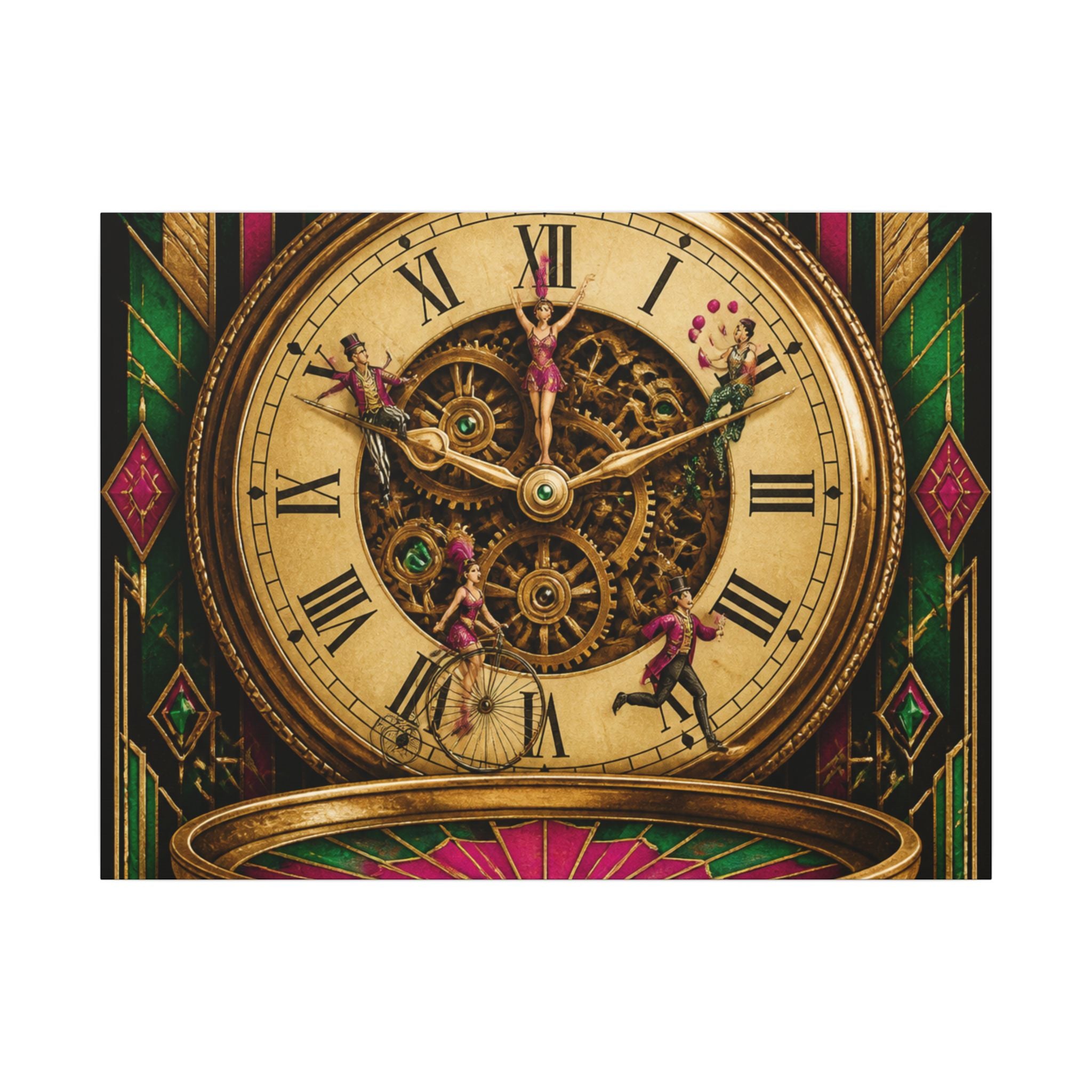 Pocket Watch Performers Wall Art Canvas 16×20 Art Deco Entryway Decor Maximalist Print