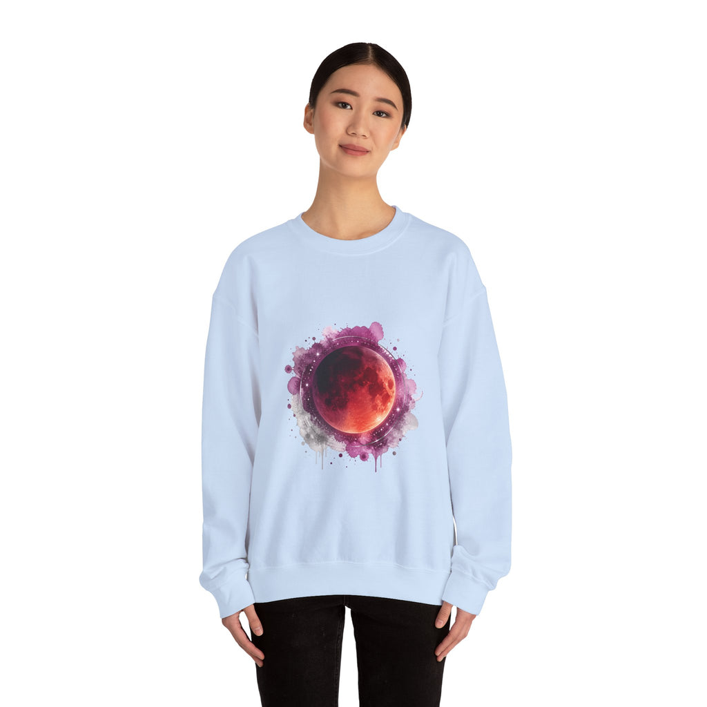 Matching Couple Sweatshirt - Solar & Lunar Eclipse Matching Couple Premium Fleece Sweatshirt Watercolor Art His Hers Birthday Gift - Design B