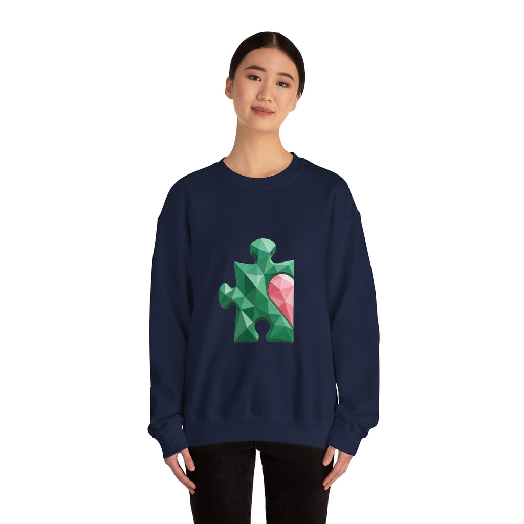 Matching Couple Sweatshirt - Puzzle Pieces Matching Couple Crewneck Sweatshirt Geometric Art His Hers Couple Gift - Design A