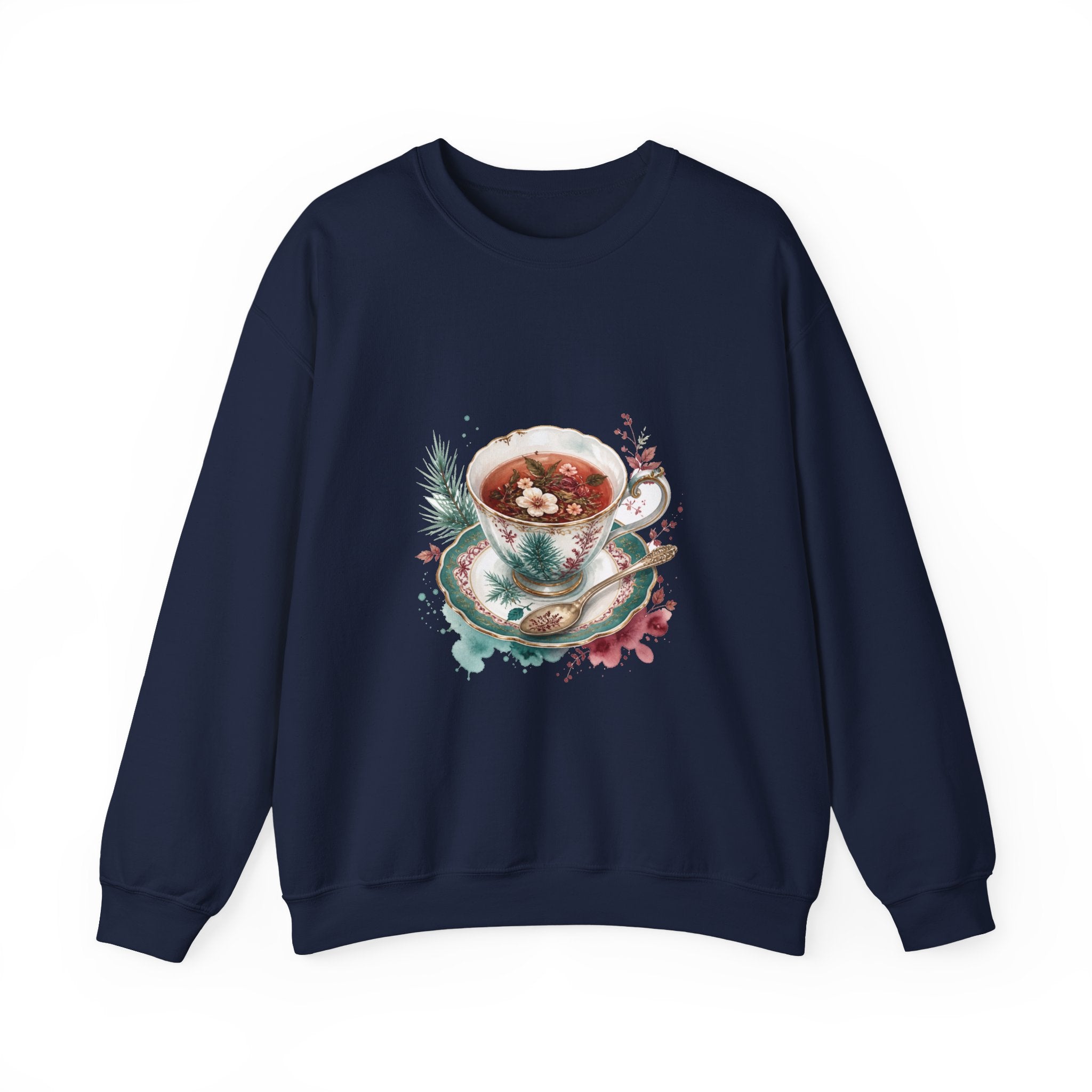 Matching Couple Sweatshirt - Coffee & Tea Matching Couple Comfort Colors Crew Watercolor Art His Hers Birthday Gift - Design B
