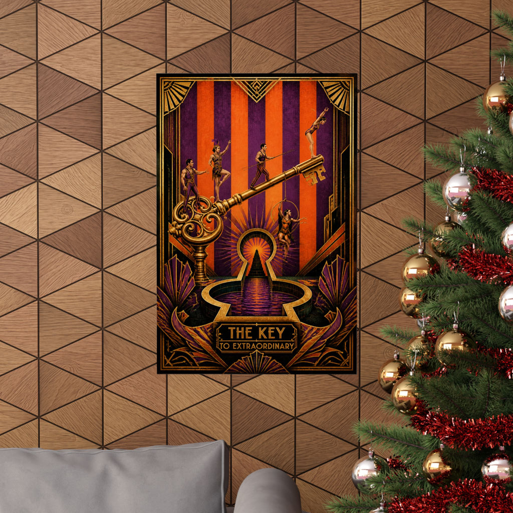 Giant Key Performance Wall Art Poster 24×36 Art Deco Bar Area Decor Maximalist Print