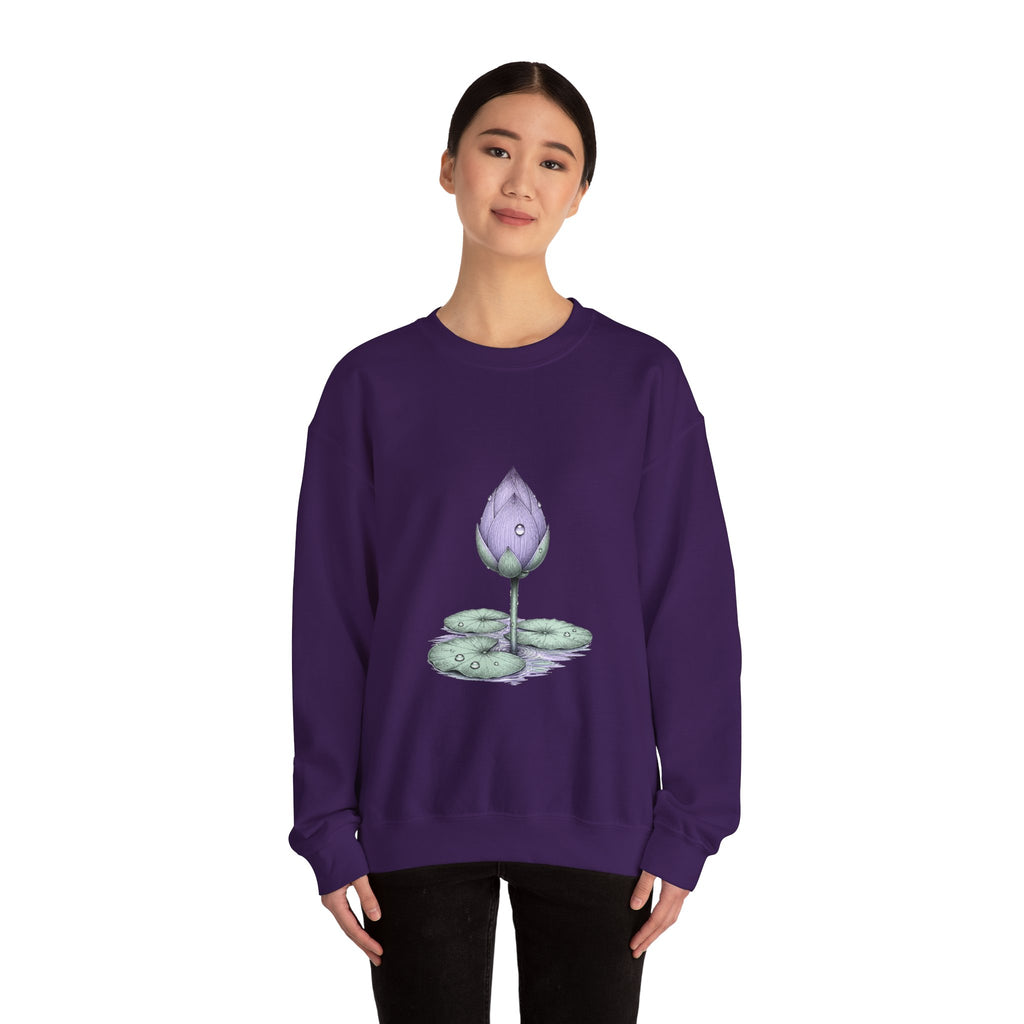 Matching Couple Sweatshirt - Open & Closed Lotus Matching Couple Crewneck Sweatshirt Hand-Drawn Art His Hers Best Friend Gift - Design B