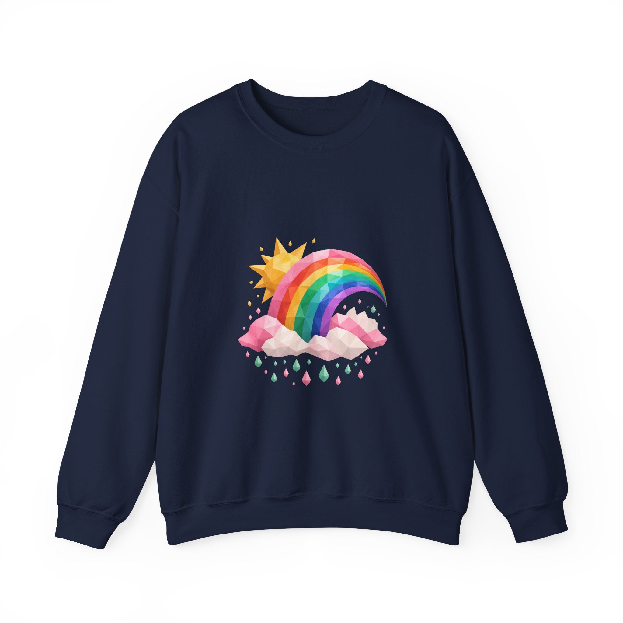 Matching Couple Sweatshirt - Storm & Rainbow Matching Couple Comfort Colors Crew Geometric Art His Hers Love Gift - Design B