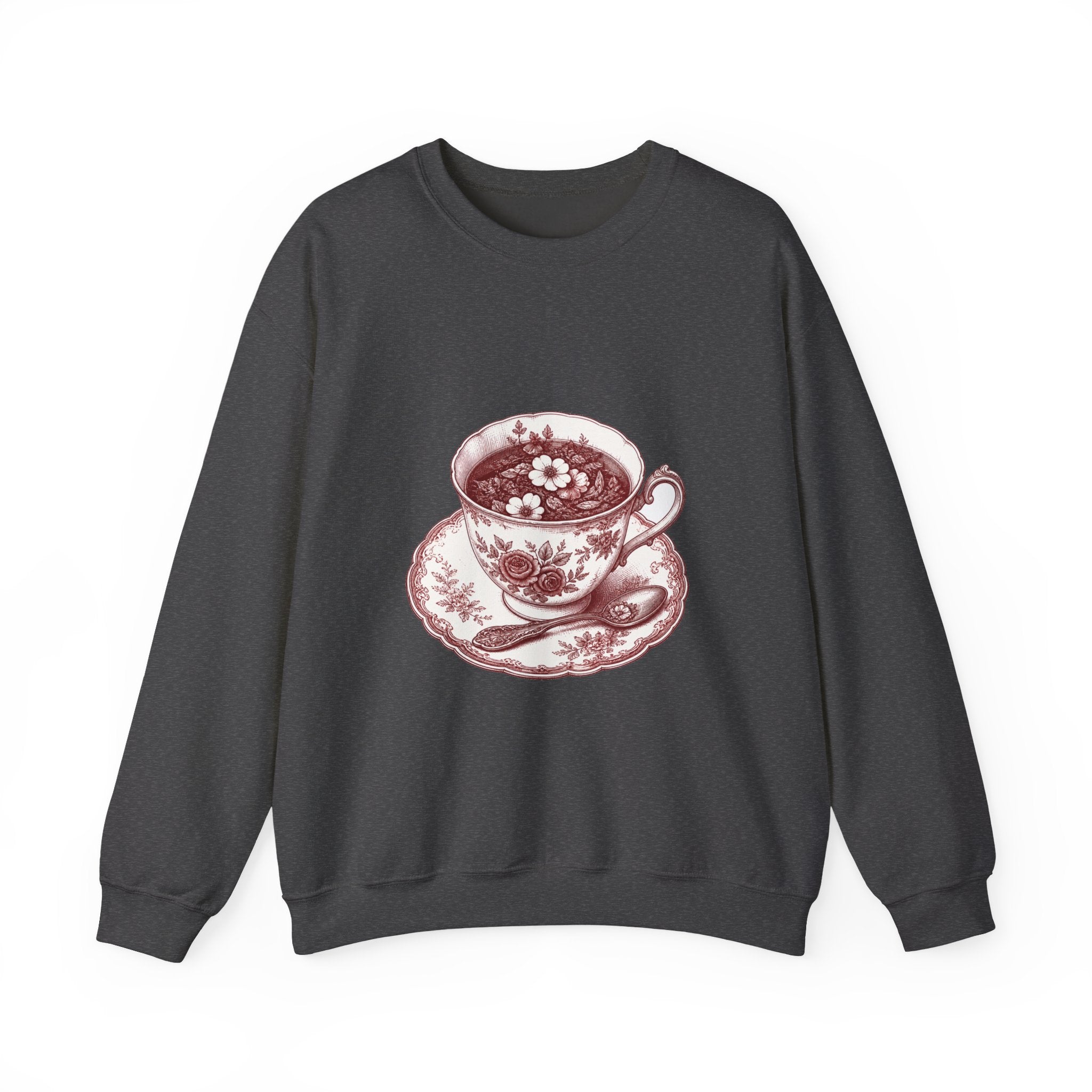 Matching Couple Sweatshirt - Coffee & Tea Matching Couple Comfort Colors Crew Hand-Drawn Art His Hers Anniversary Gift - Design B