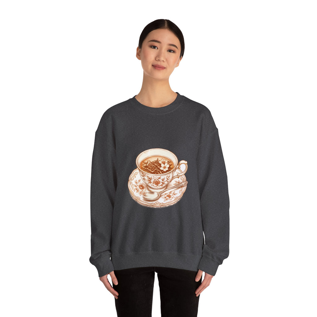 Matching Couple Sweatshirt - Coffee & Tea Matching Couple Crewneck Sweatshirt Hand-Drawn Art His Hers Best Friend Gift - Design B
