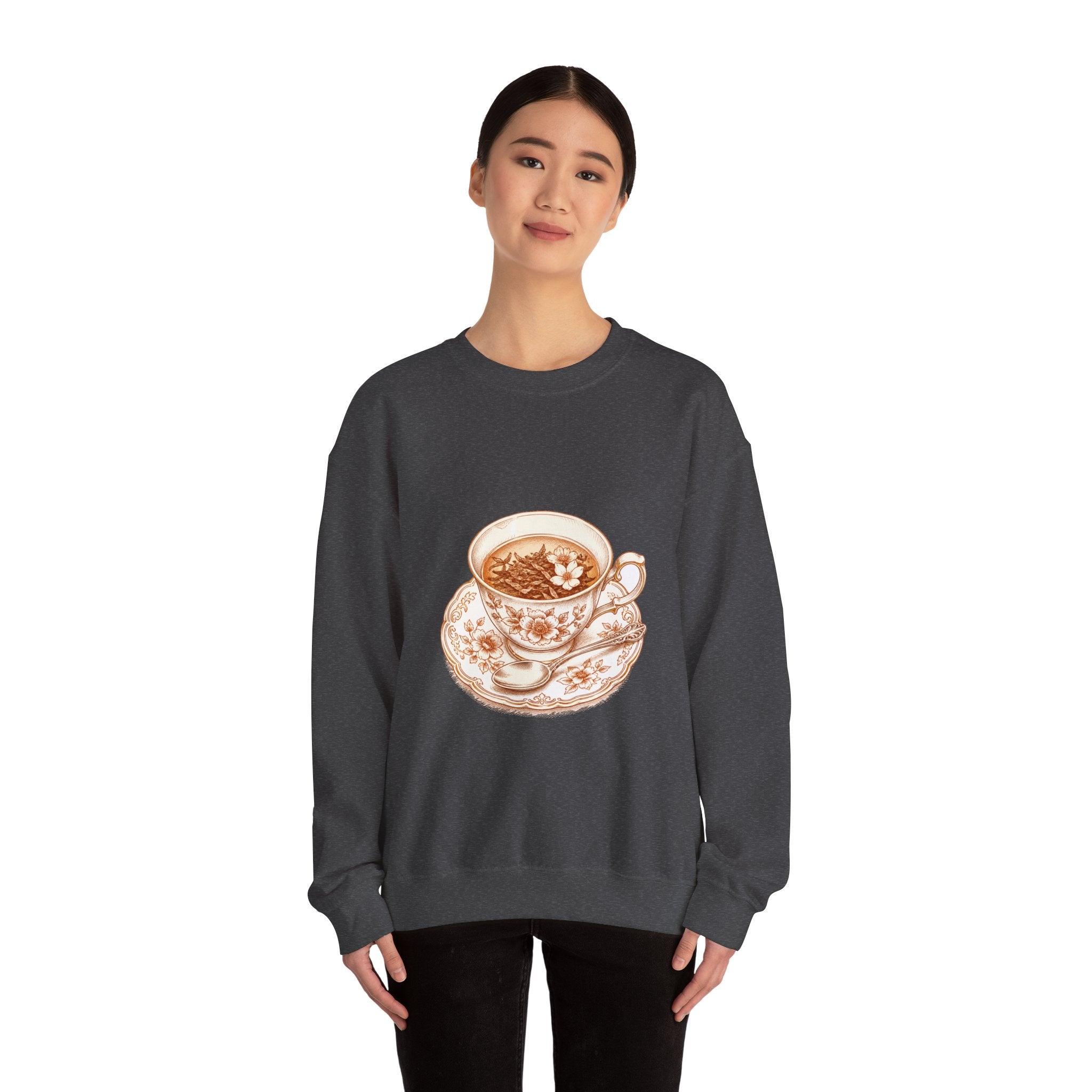 Matching Couple Sweatshirt - Coffee & Tea Matching Couple Crewneck Sweatshirt Hand-Drawn Art His Hers Best Friend Gift - Design B