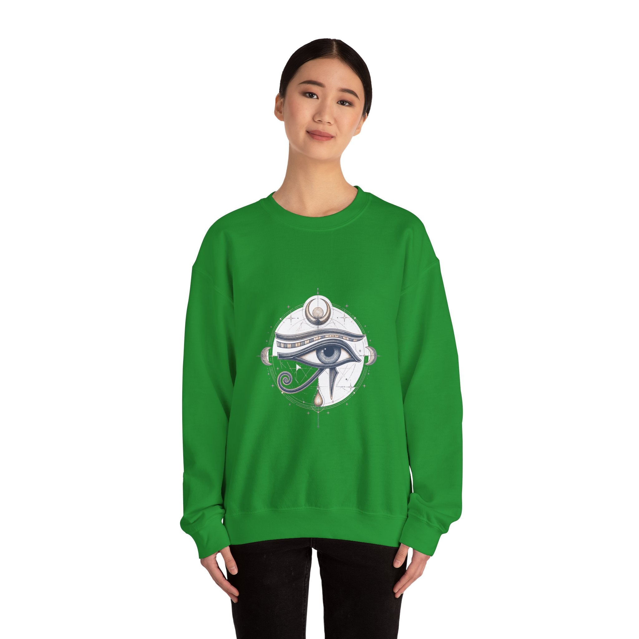 Matching Couple Sweatshirt - Eye of Ra & Horus Matching Couple Crewneck Sweatshirt Hand-Drawn Art His Hers Best Friend Gift - Design B