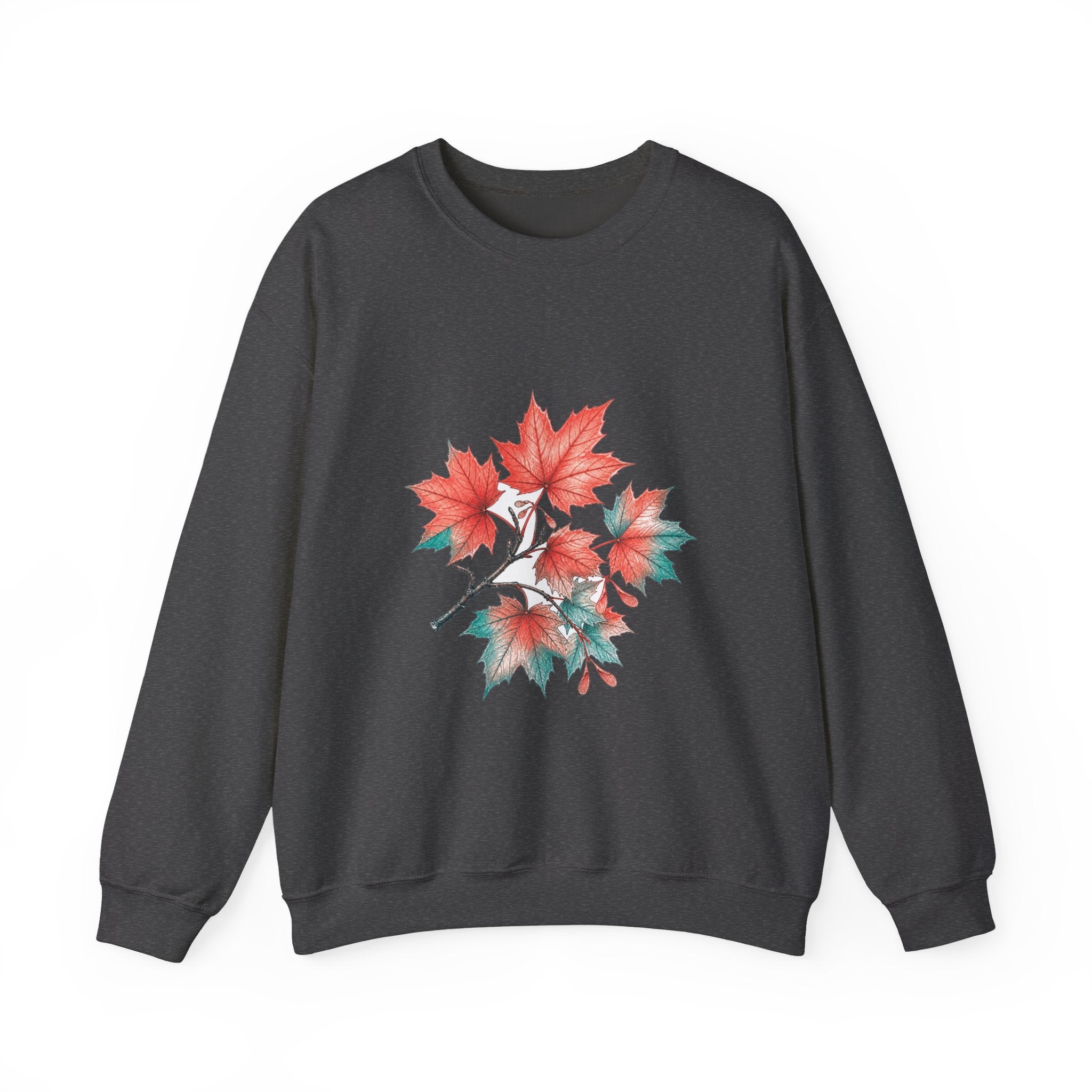 Matching Couple Sweatshirt - Cherry Blossom & Maple Leaf Matching Couple Premium Fleece Sweatshirt Hand-Drawn Art His Hers Anniversary Gift - Design B