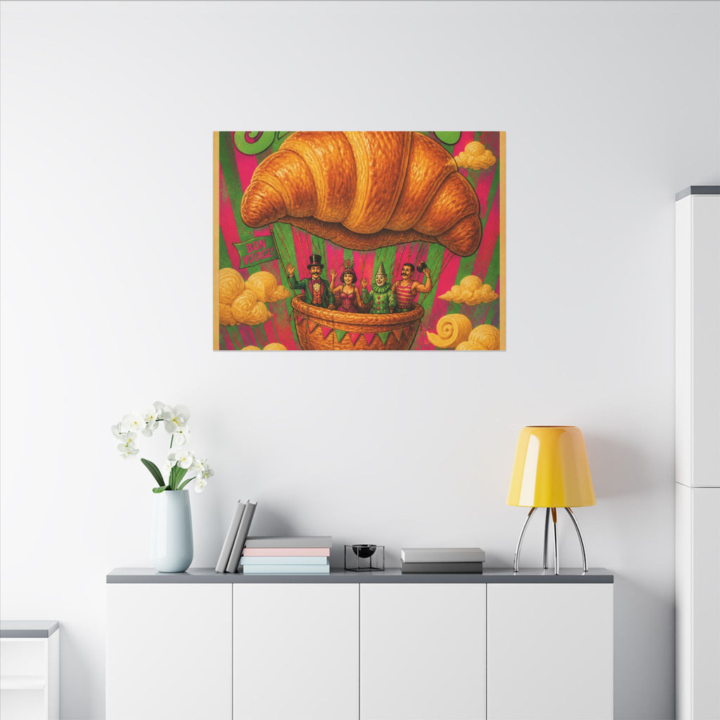 Croissant Hot Air Balloon Wall Art Canvas 16×20 Psychedelic Cafe Decor Maximalist Print