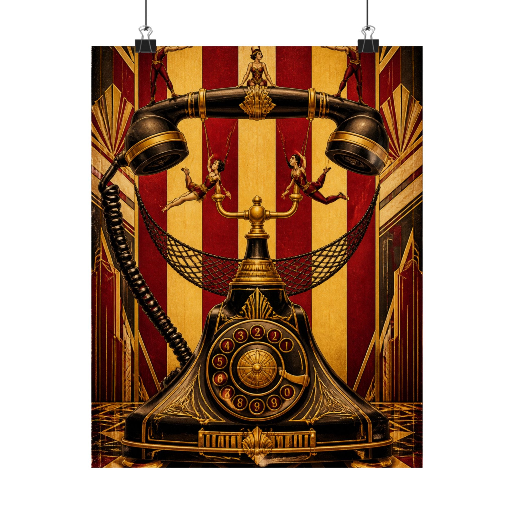 Vintage Telephone Booth Wall Art Poster 18×24 Art Deco Entryway Decor Maximalist Print