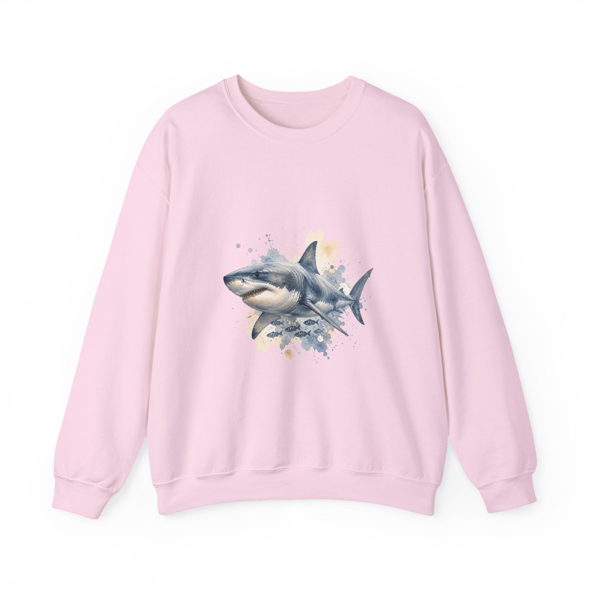 Matching Couple Sweatshirt - Shark & Dolphin Matching Couple Comfort Colors Crew Watercolor Art His Hers Birthday Gift - Design A