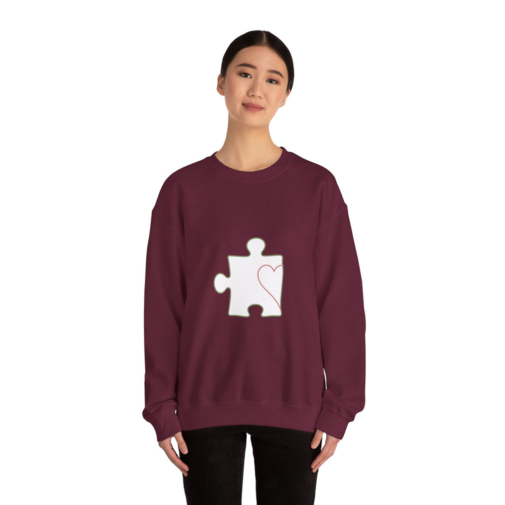 Matching Couple Sweatshirt - Puzzle Pieces Matching Couple Crewneck Sweatshirt Minimalist Art His Hers Valentine Gift - Design A