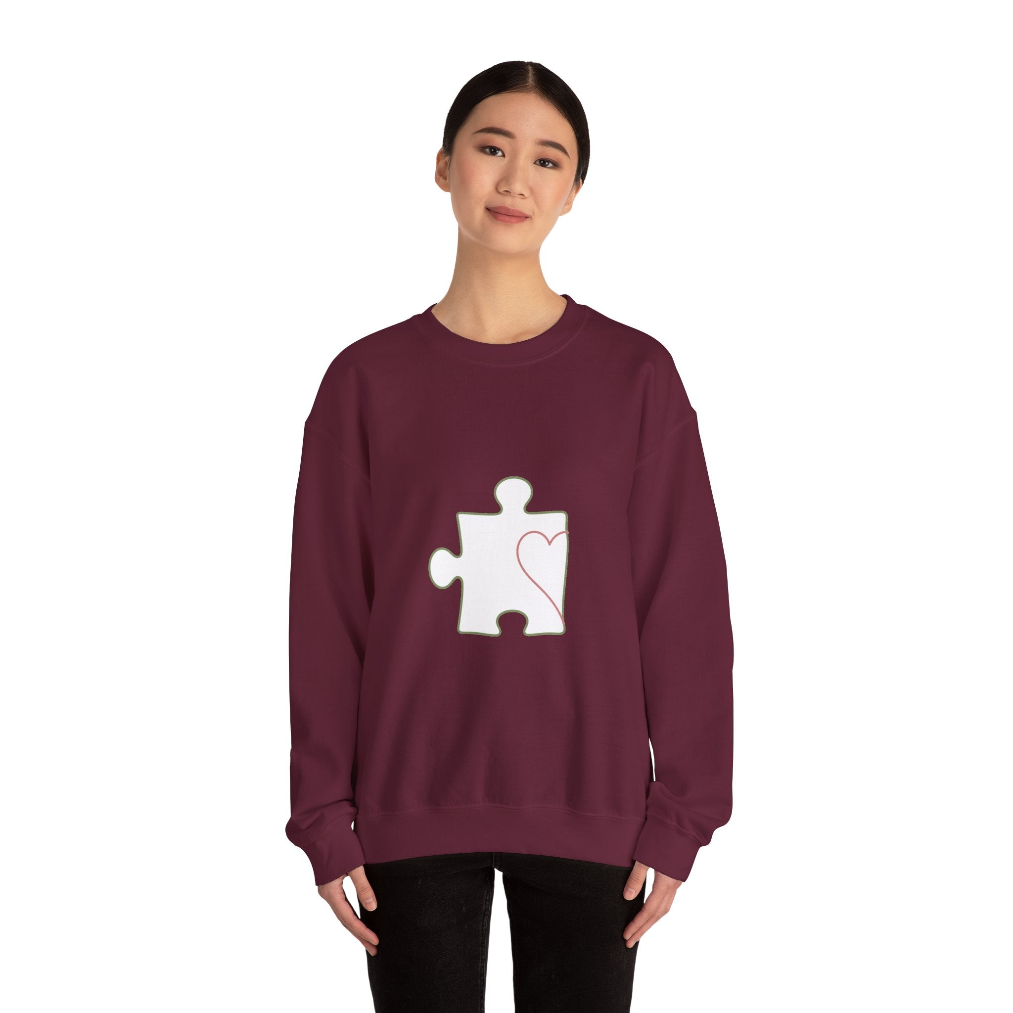 Matching Couple Sweatshirt - Puzzle Pieces Matching Couple Crewneck Sweatshirt Minimalist Art His Hers Valentine Gift - Design A