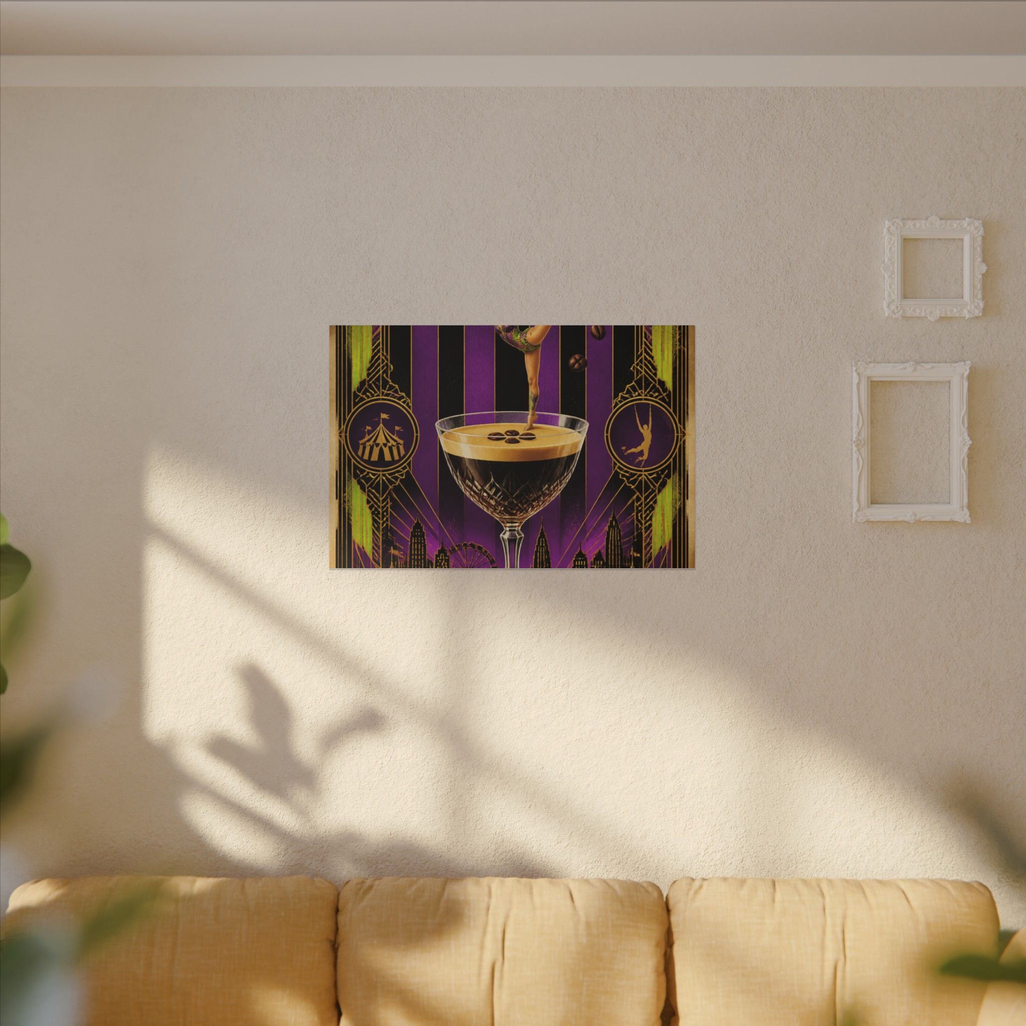 Espresso Martini Acrobat Wall Art Canvas 24×36 Art Deco Bar Area Decor Maximalist Print