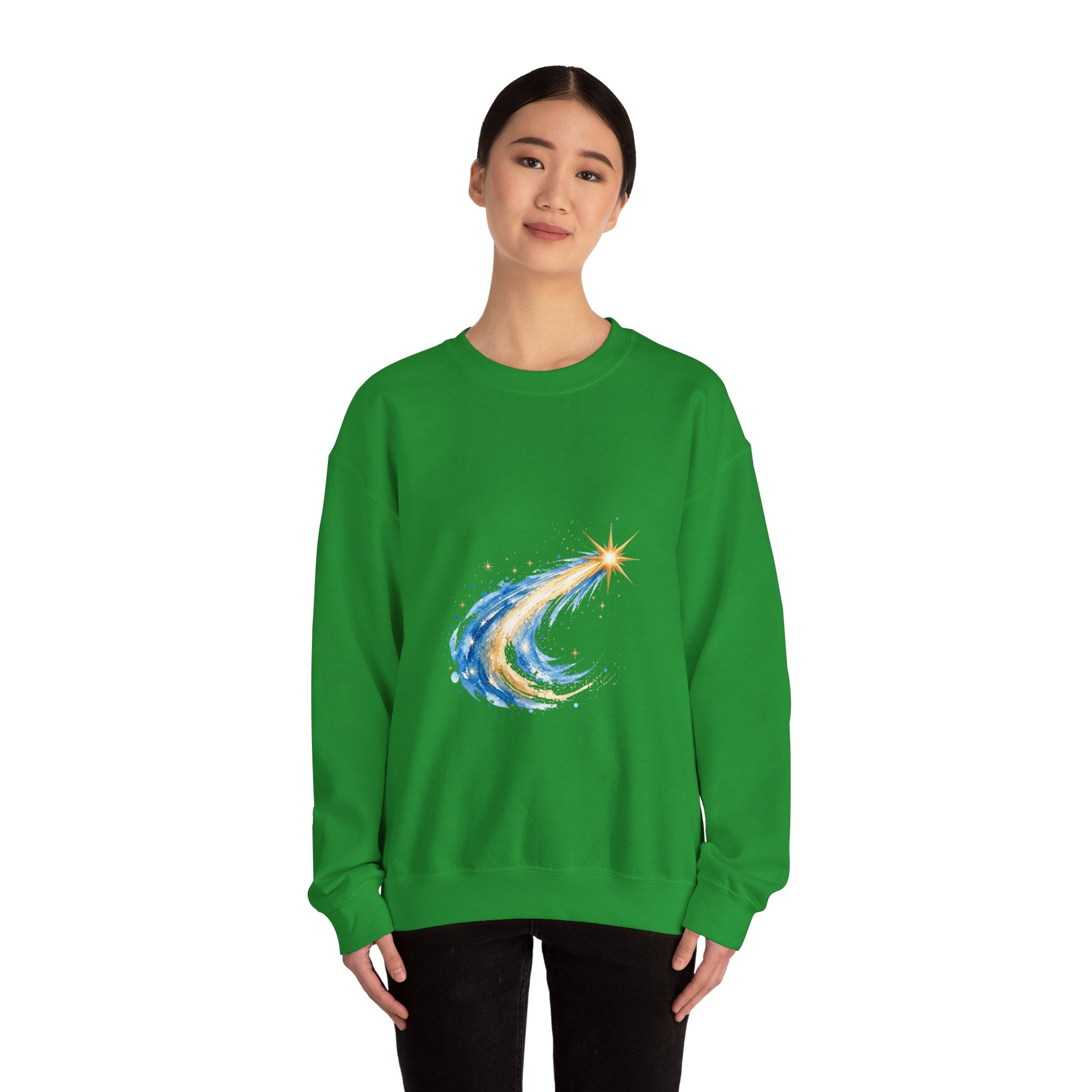 Matching Couple Sweatshirt - Shooting Star & North Star Matching Couple Premium Fleece Sweatshirt Watercolor Art His Hers Birthday Gift - Design A