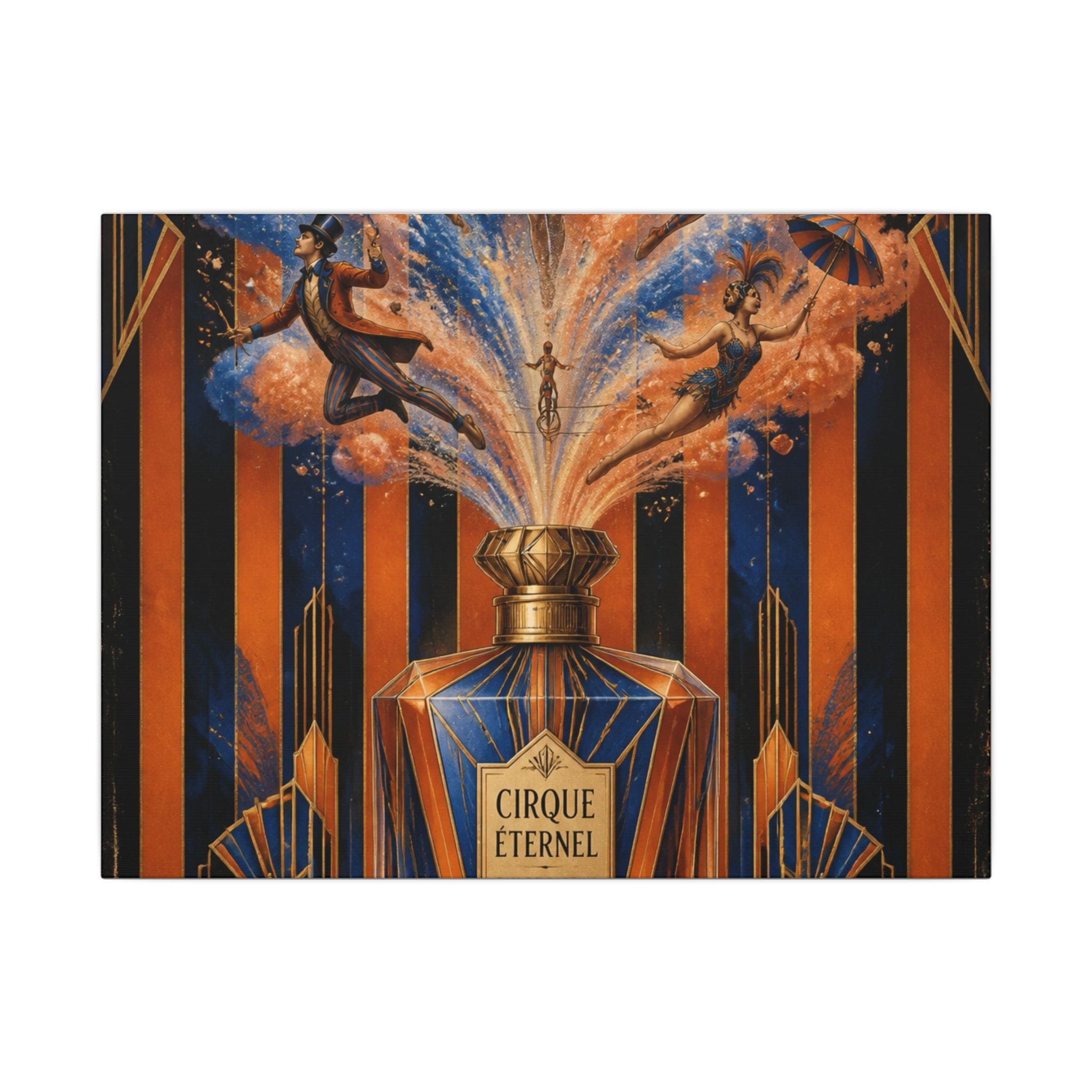 Perfume Bottle Fountain Wall Art Canvas 24×36 Art Deco Bar Area Decor Maximalist Print