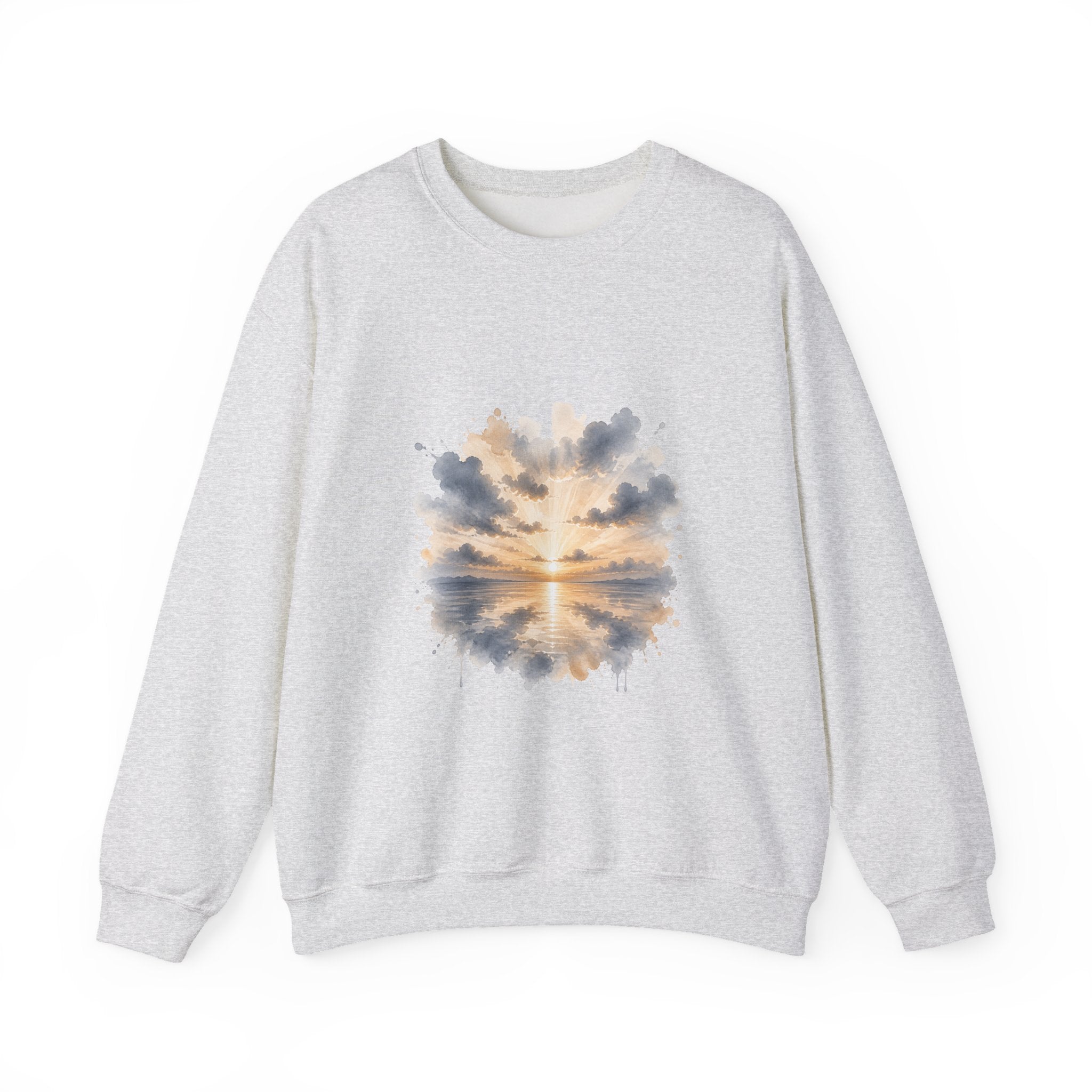 Matching Couple Sweatshirt - Sunrise & Sunset Matching Couple Premium Fleece Sweatshirt Watercolor Art His Hers Birthday Gift - Design A