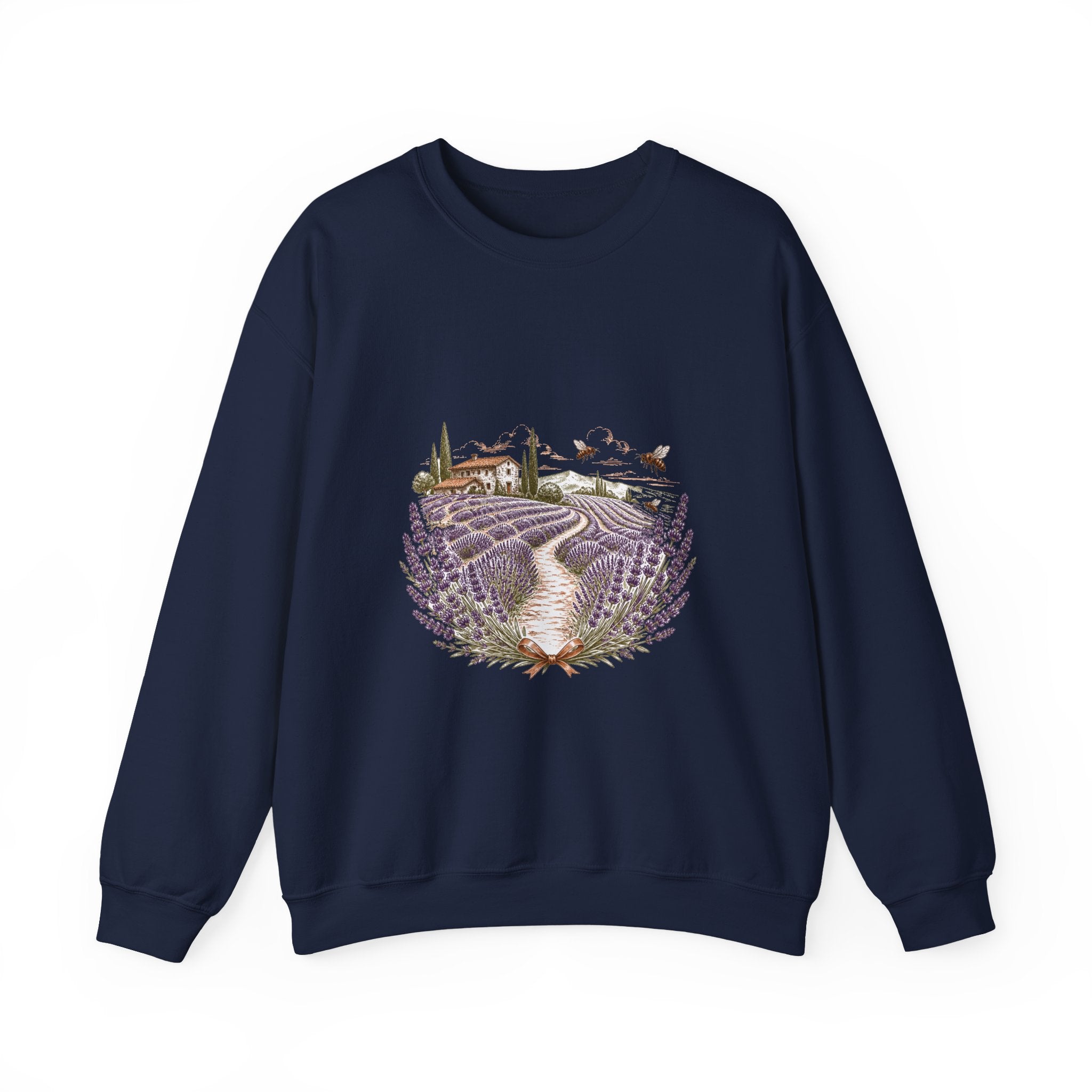 Matching Couple Sweatshirt - Lavender Fields & Canyon Matching Couple Premium Fleece Sweatshirt Hand-Drawn Art His Hers Anniversary Gift - Design A