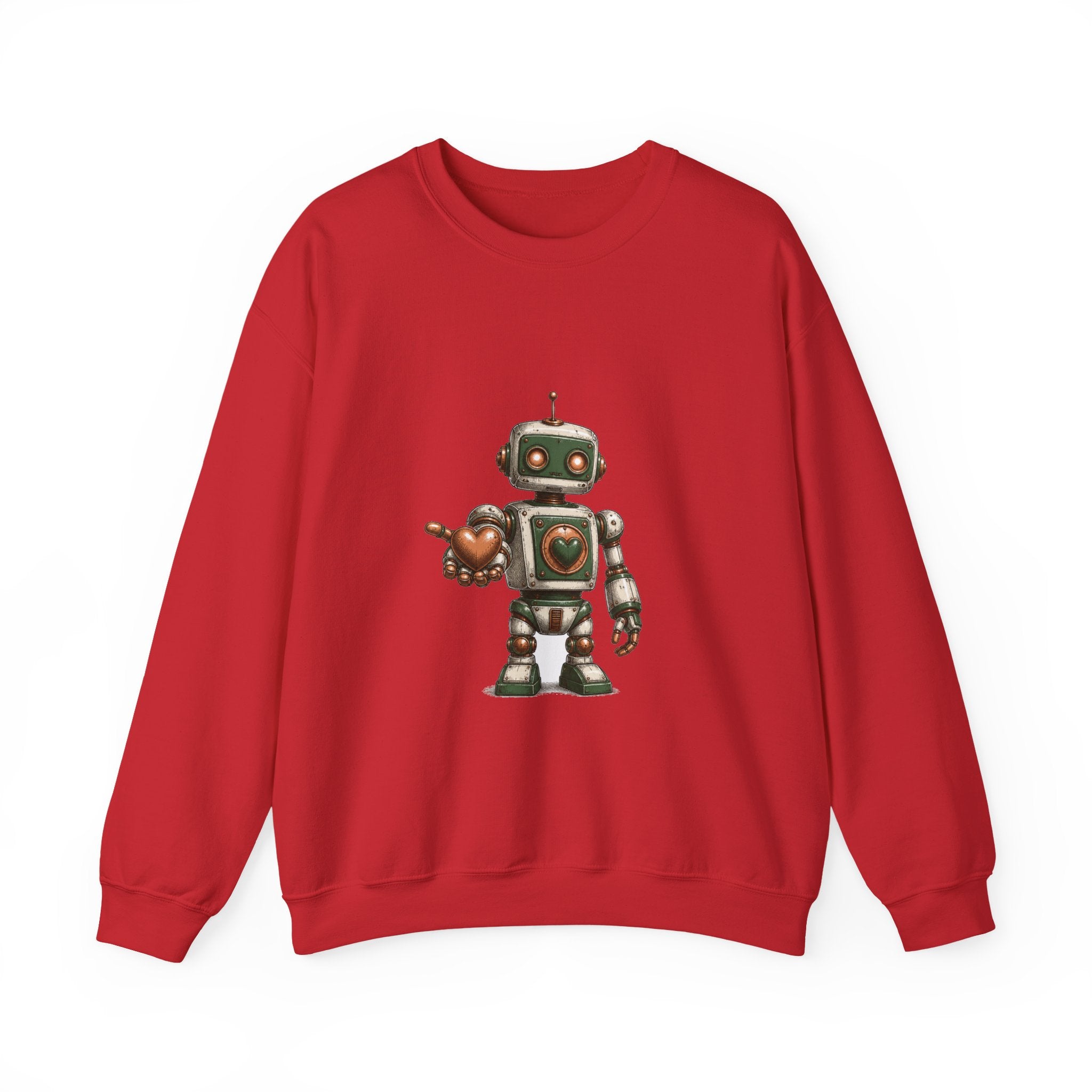 Matching Couple Sweatshirt - Robot & Heart Matching Couple Crewneck Sweatshirt Hand-Drawn Art His Hers Best Friend Gift - Design A