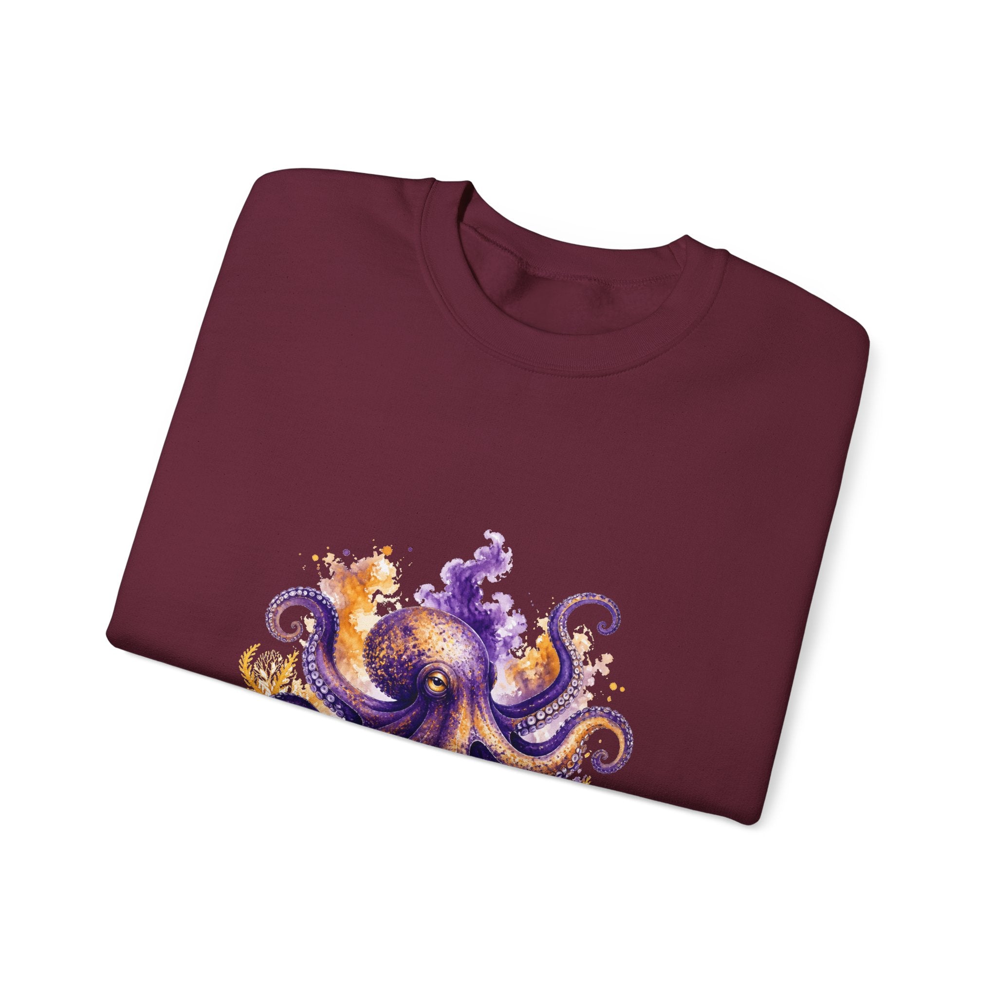 Matching Couple Sweatshirt - Octopus & Jellyfish Matching Couple Comfort Colors Crew Watercolor Art His Hers Birthday Gift - Design A