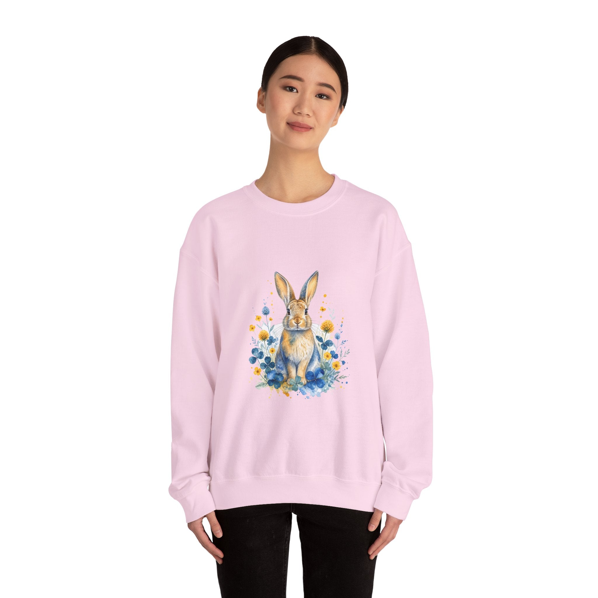 Matching Couple Sweatshirt - Fox & Rabbit Matching Couple Comfort Colors Crew Watercolor Art His Hers Birthday Gift - Design B