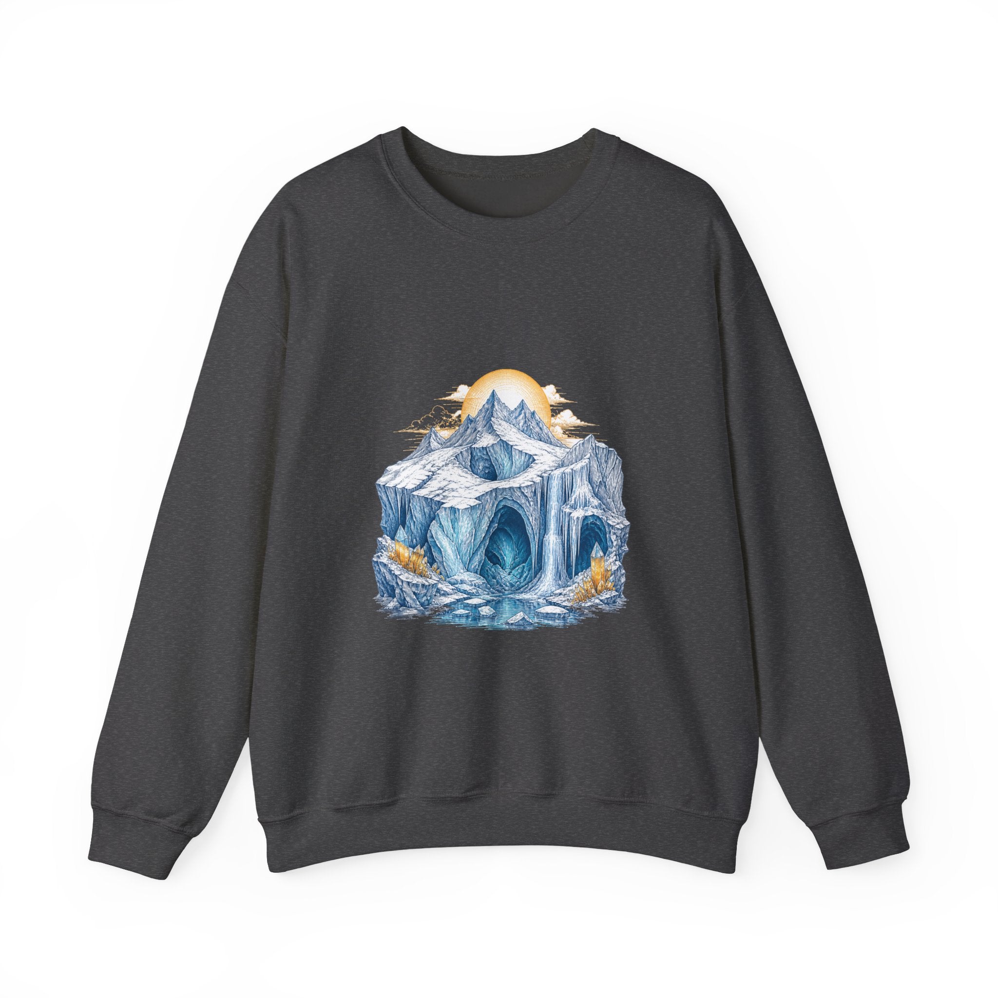 Matching Couple Sweatshirt - Volcano & Glacier Matching Couple Crewneck Sweatshirt Hand-Drawn Art His Hers Best Friend Gift - Design B