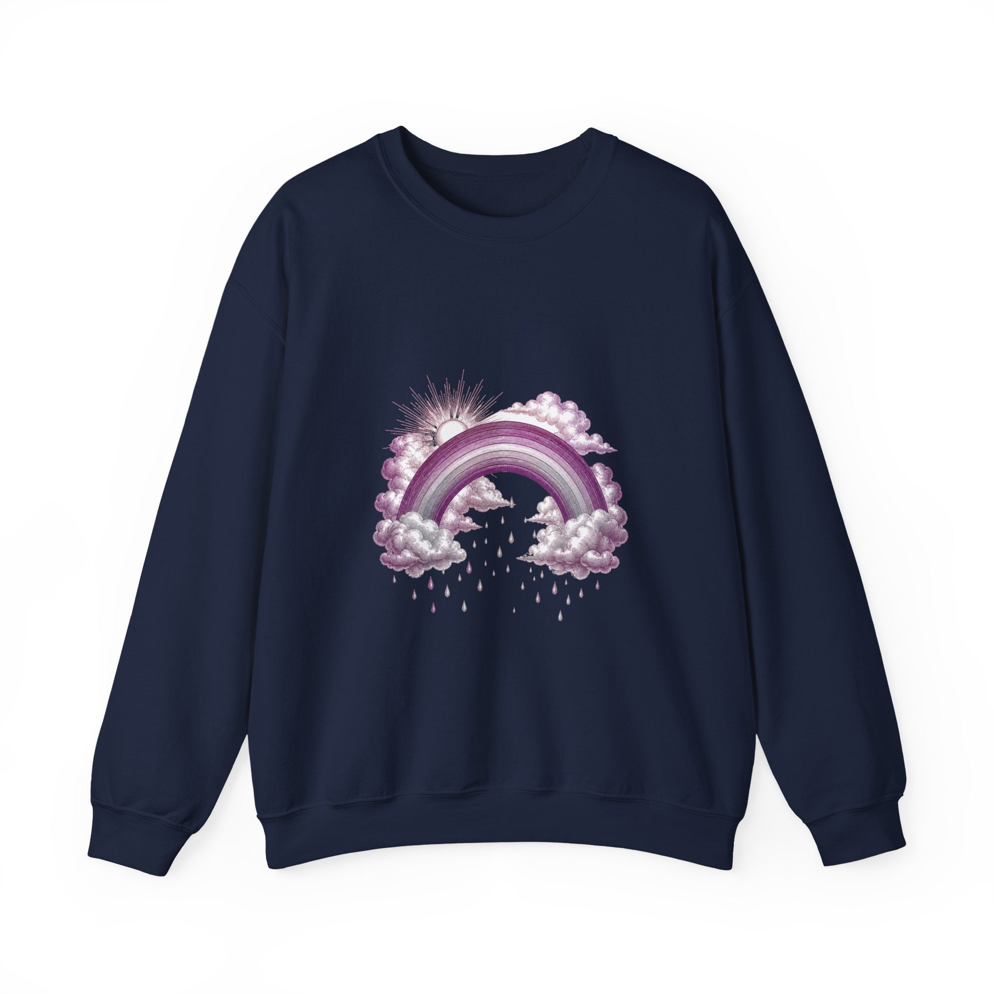 Matching Couple Sweatshirt - Storm & Rainbow Matching Couple Crewneck Sweatshirt Vintage Art His Hers Wedding Gift - Design B