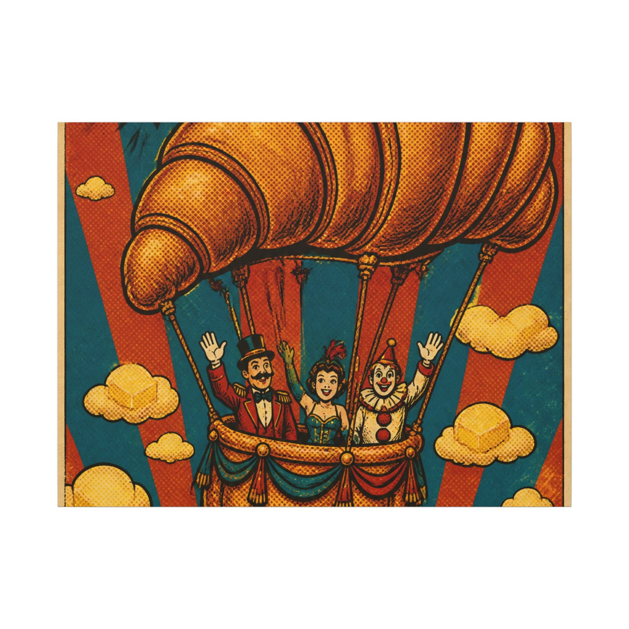 Croissant Hot Air Balloon Wall Art Canvas 16×20 Pop Art Living Room Decor Maximalist Print