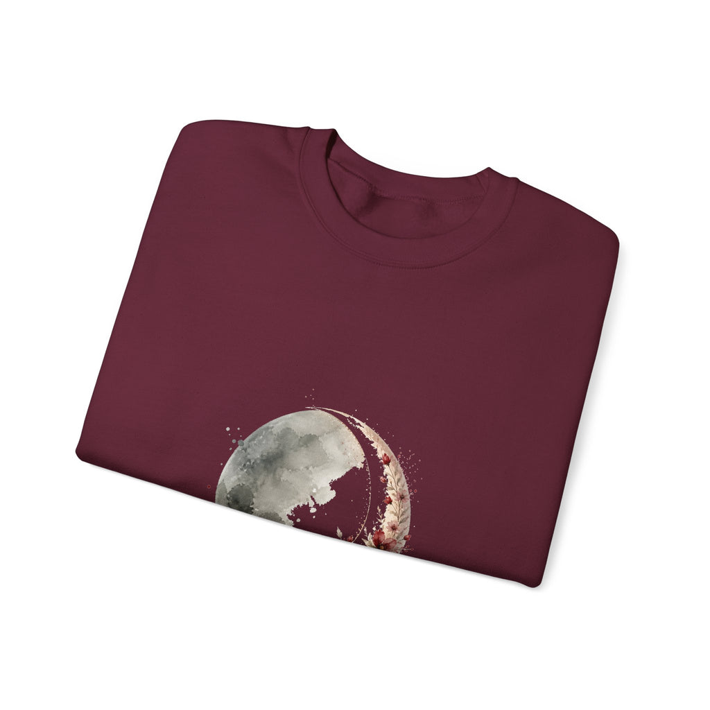 Matching Couple Sweatshirt - Waxing & Waning Moon Matching Couple Comfort Colors Crew Watercolor Art His Hers Birthday Gift - Design A