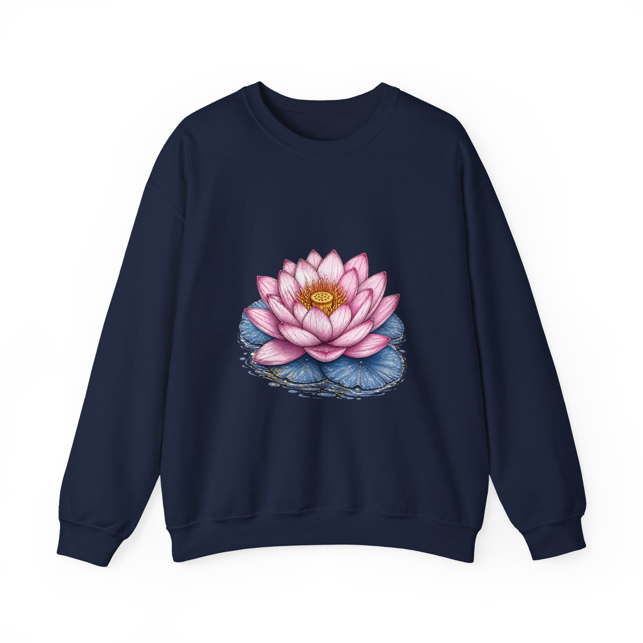 Matching Couple Sweatshirt - Open & Closed Lotus Matching Couple Comfort Colors Crew Hand-Drawn Art His Hers Anniversary Gift - Design A