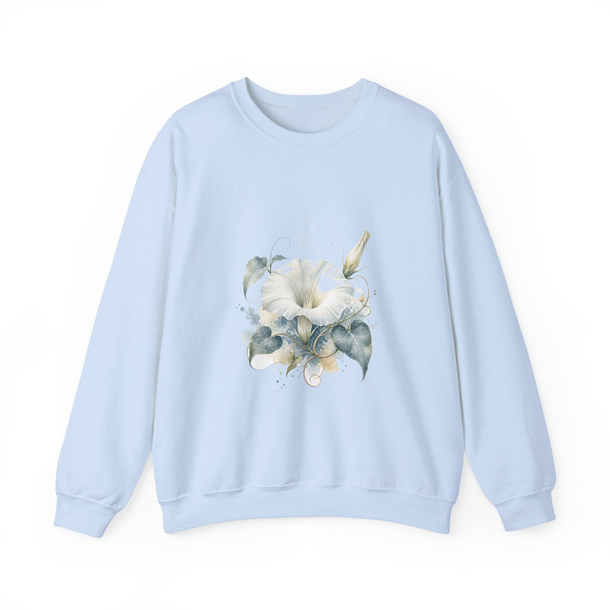 Matching Couple Sweatshirt - Sunflower & Moonflower Matching Couple Comfort Colors Crew Watercolor Art His Hers Birthday Gift - Design B