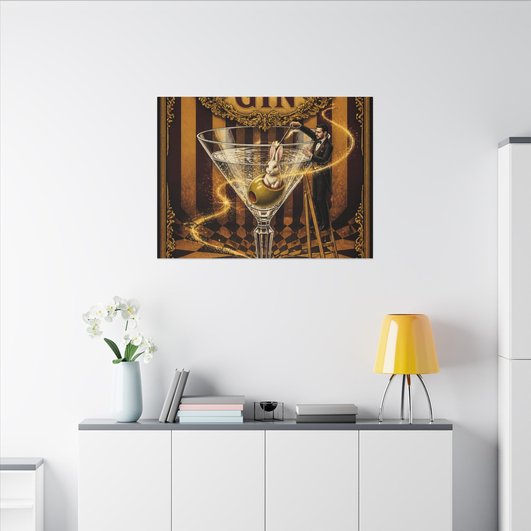 Martini Magician Wall Art Canvas 16×20 Baroque Home Office Decor Maximalist Print
